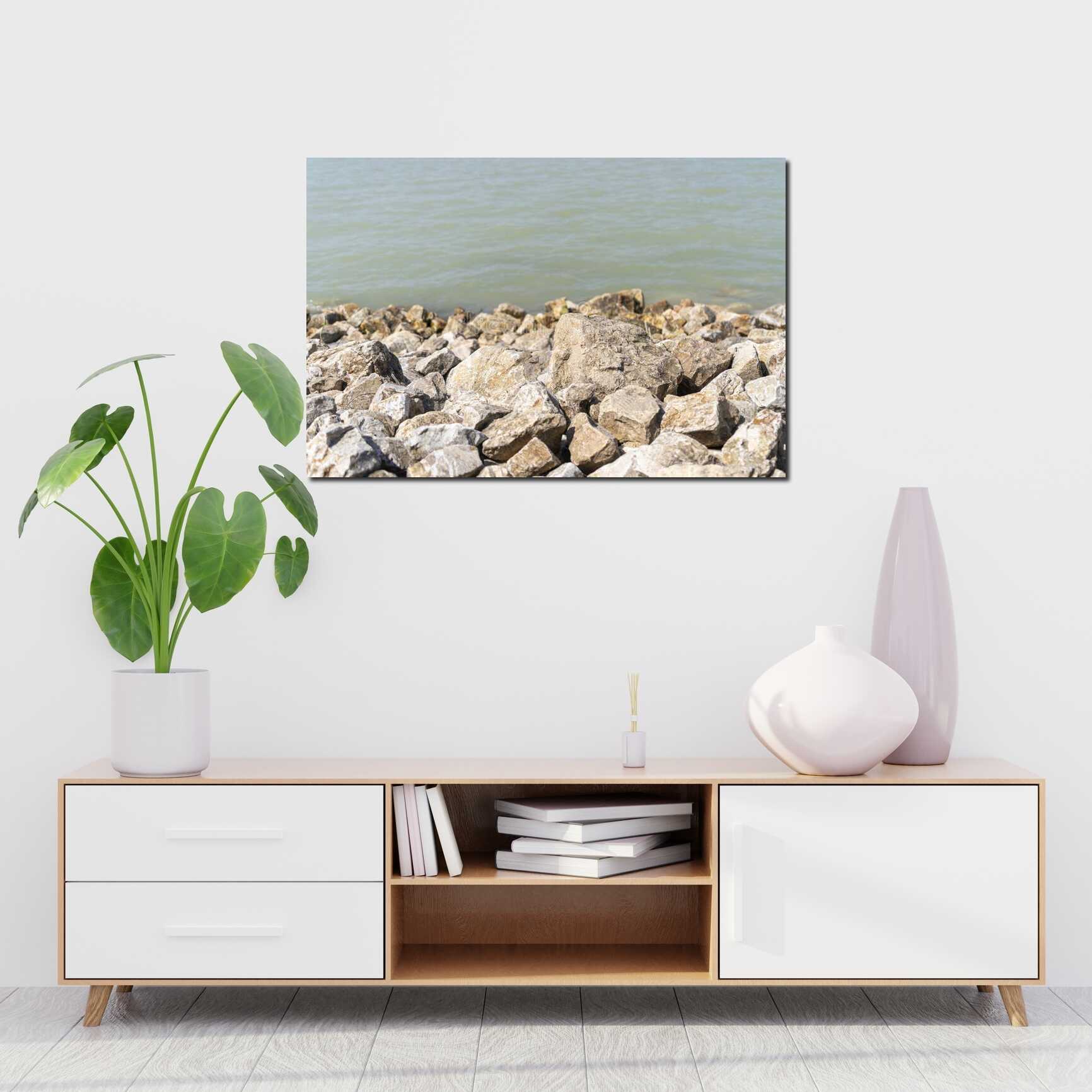 Canvas above sofa for size context