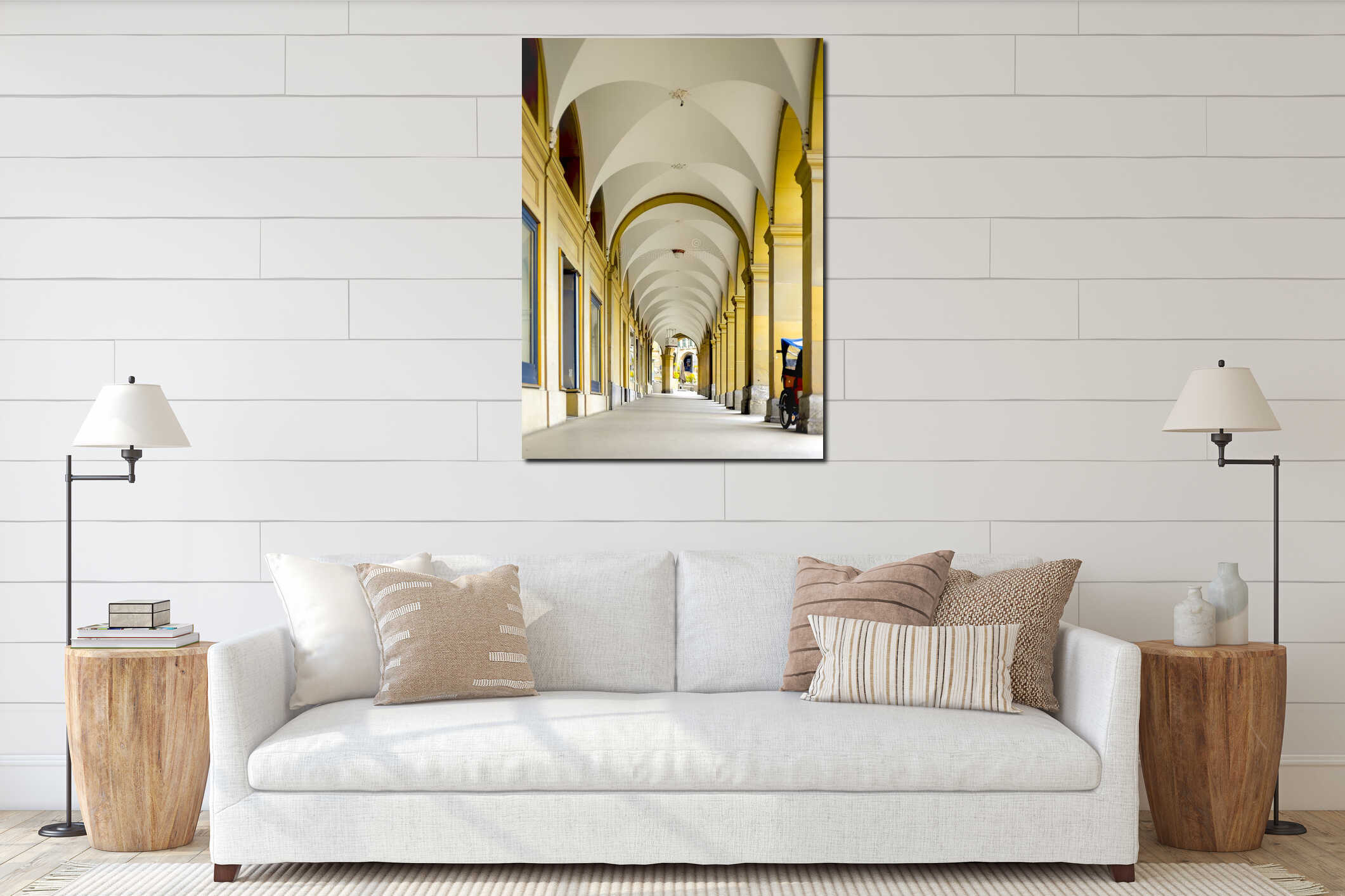 Covered walkway in Bern, Switzerland interior mockup