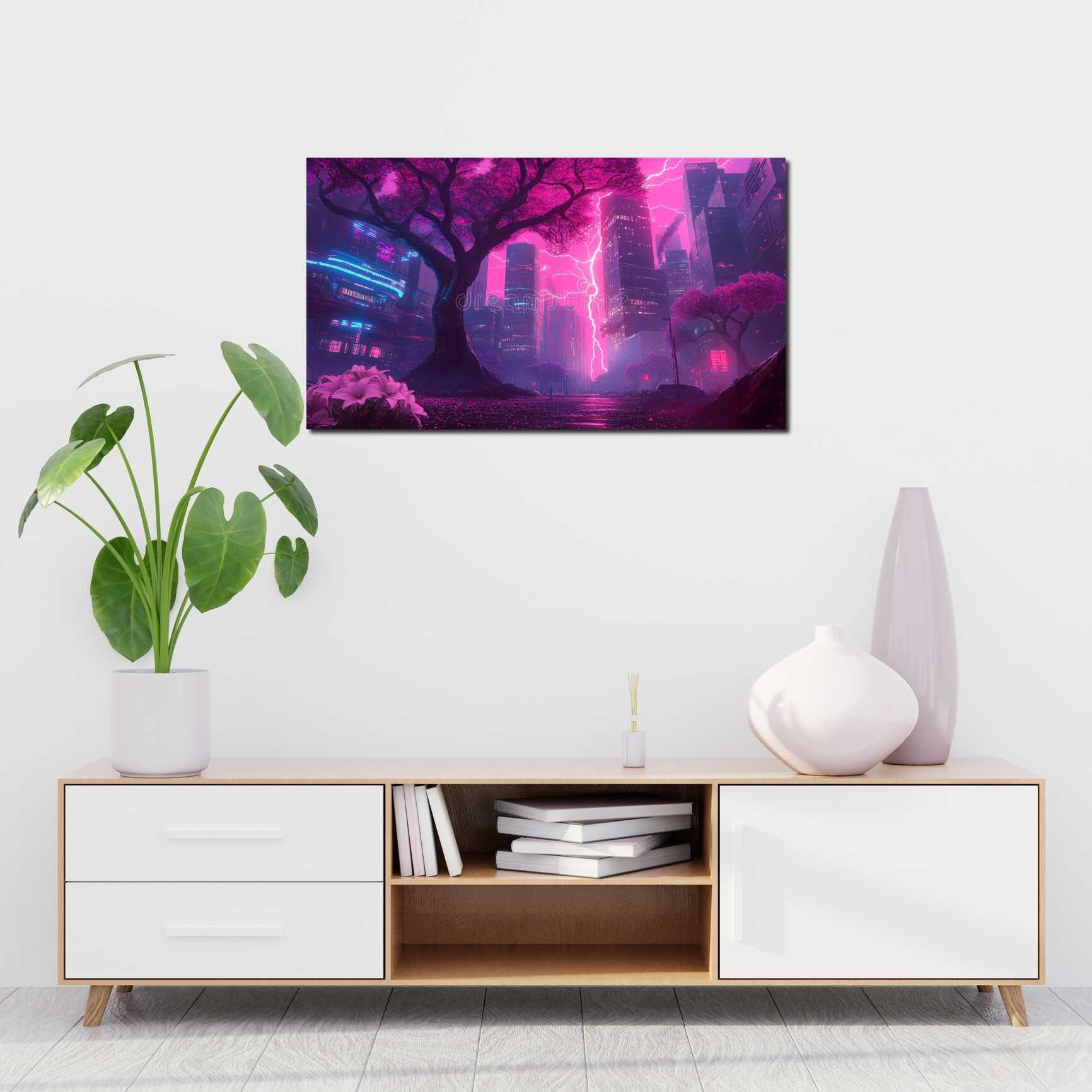 Canvas above sofa for size context