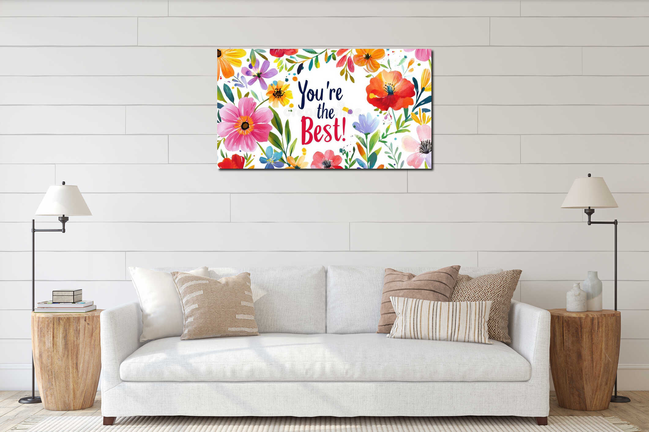 Colorful Mother's Day Card Design with Watercolor Wildflowers for Personal Message interior mockup
