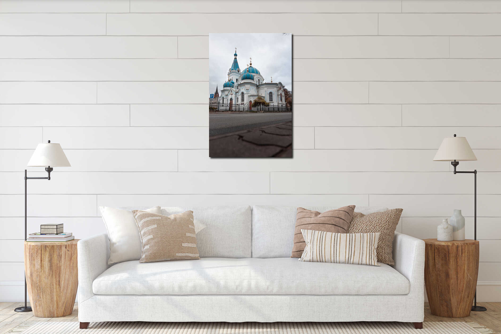 St. Simeon and St. Anna Orthodox Cathedral with Blue Domes in Jelgava, Latvia interior mockup