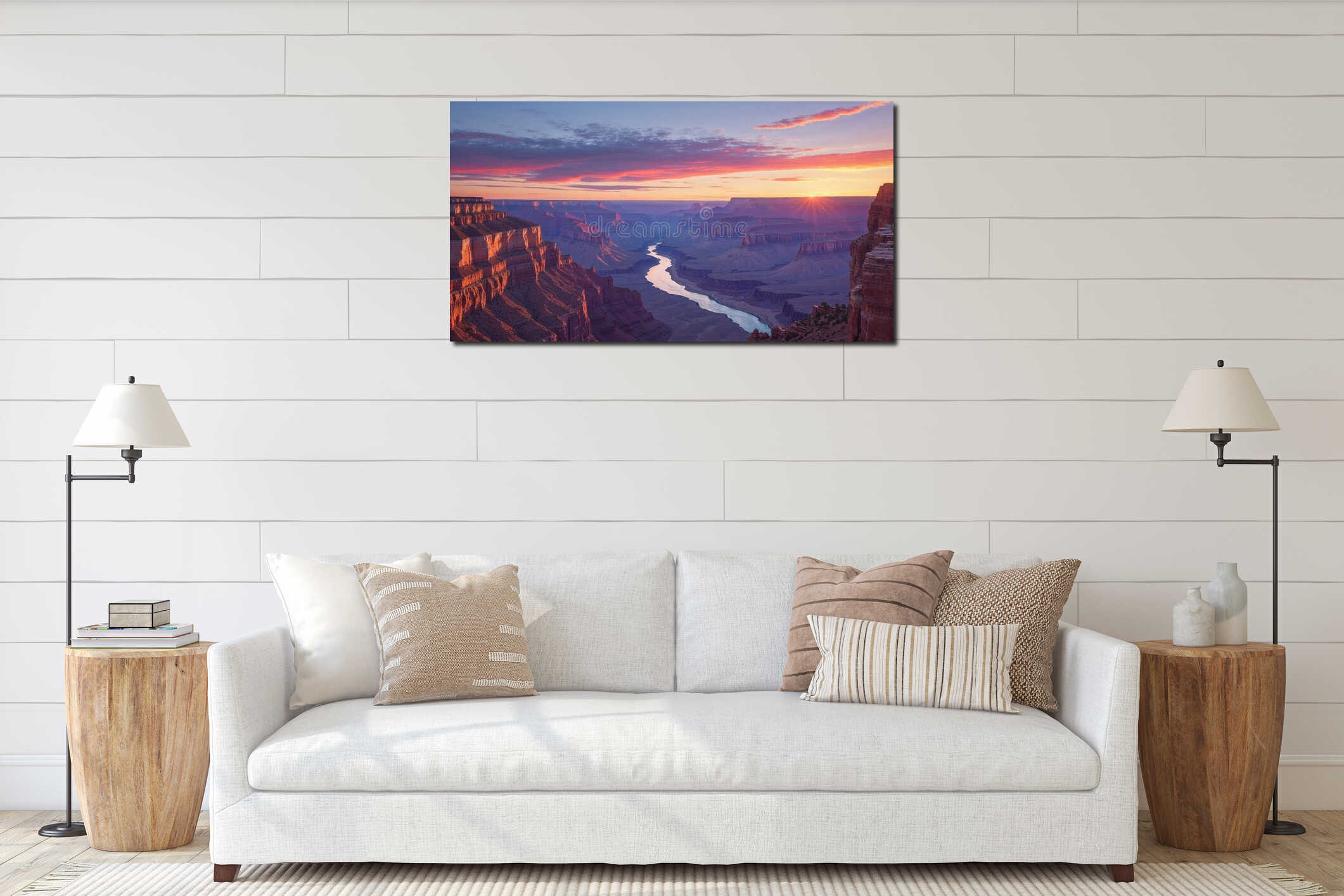 Grand Canyon Sunset Majestic Landscape River Gorge. interior mockup