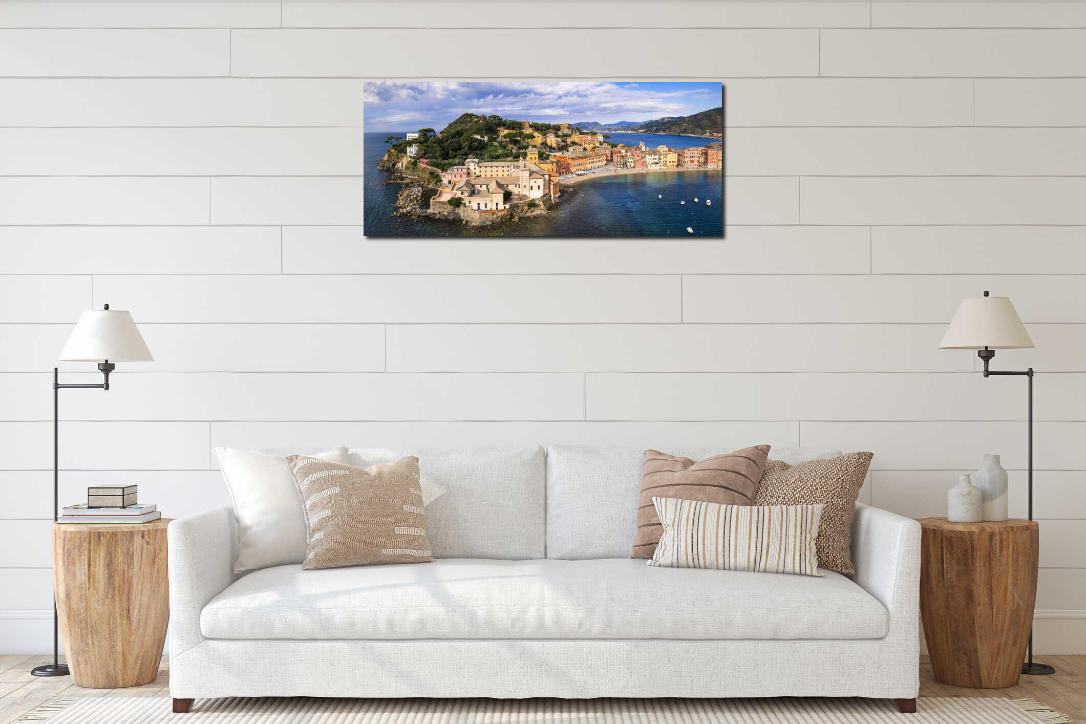 beautiful town Sestri Levante.Liguria region, Italy interior mockup