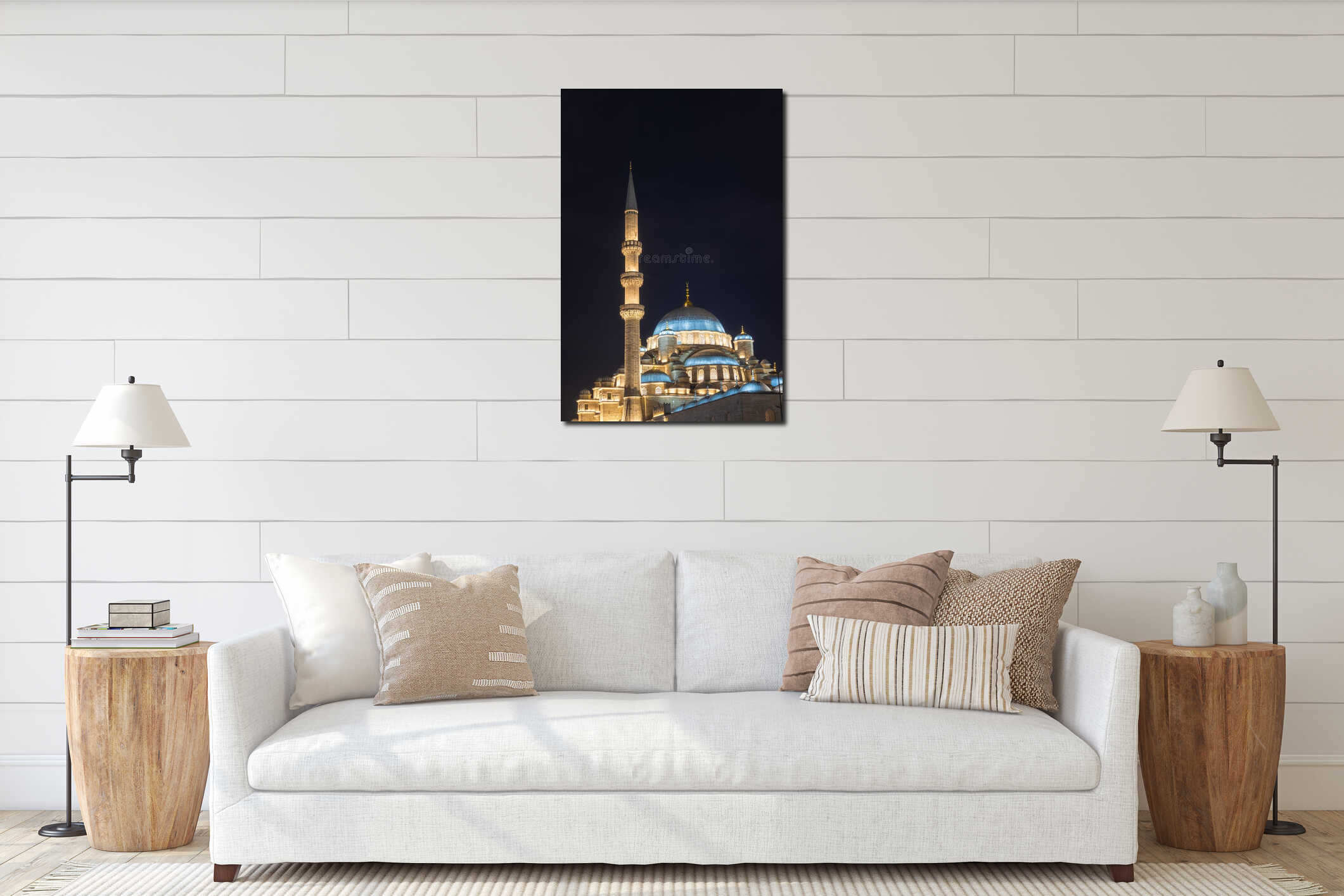 Ramadan or islamic concept. Eminonu Yeni Cami or New Mosque vertical interior mockup