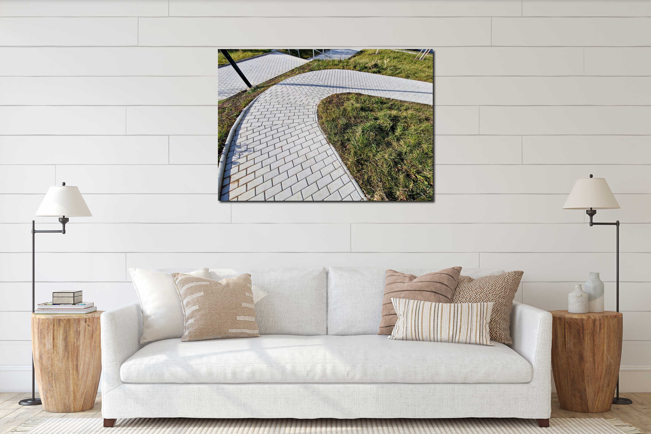 long staircase is an obstacle for wheelchair users and mothers interior mockup