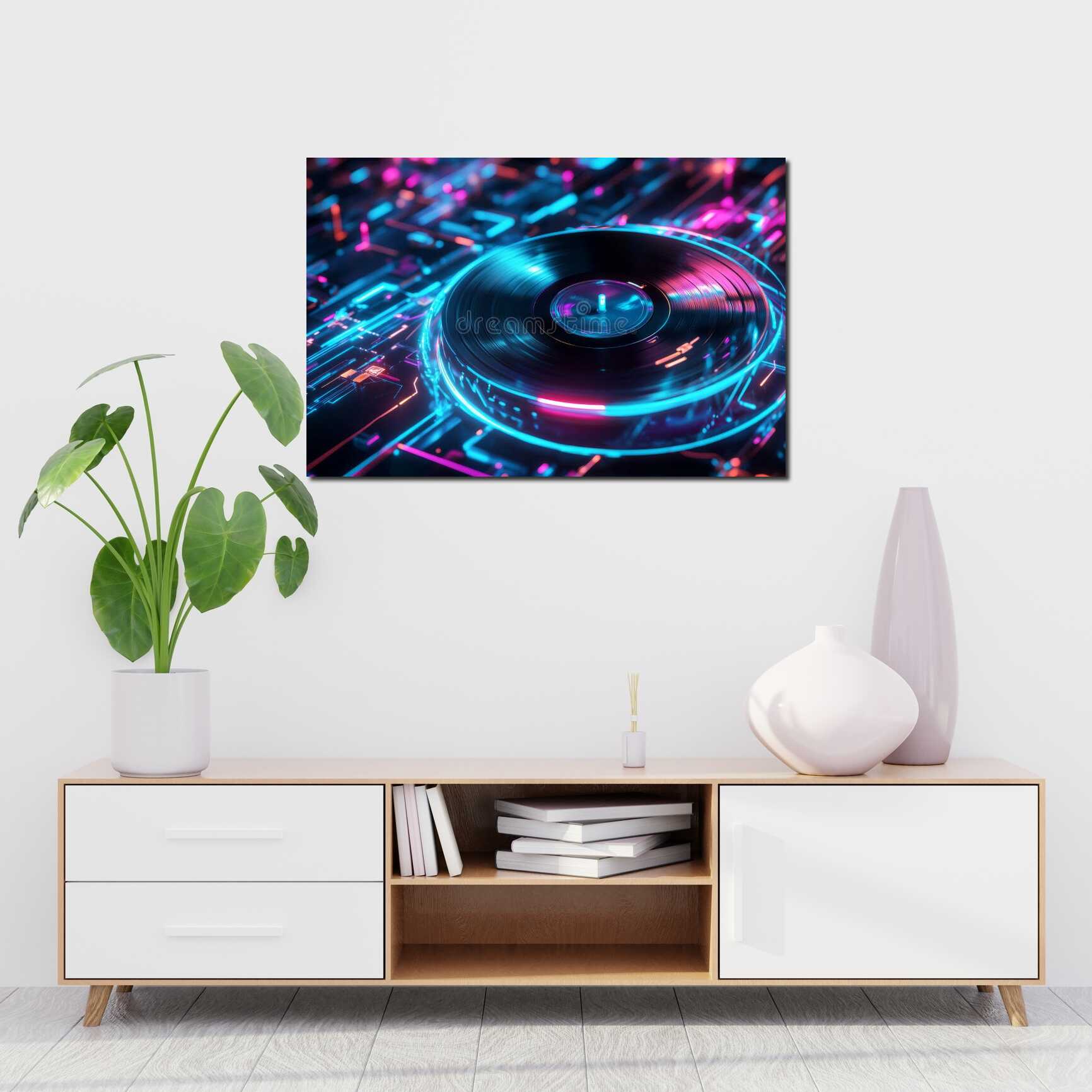 Canvas above sofa for size context