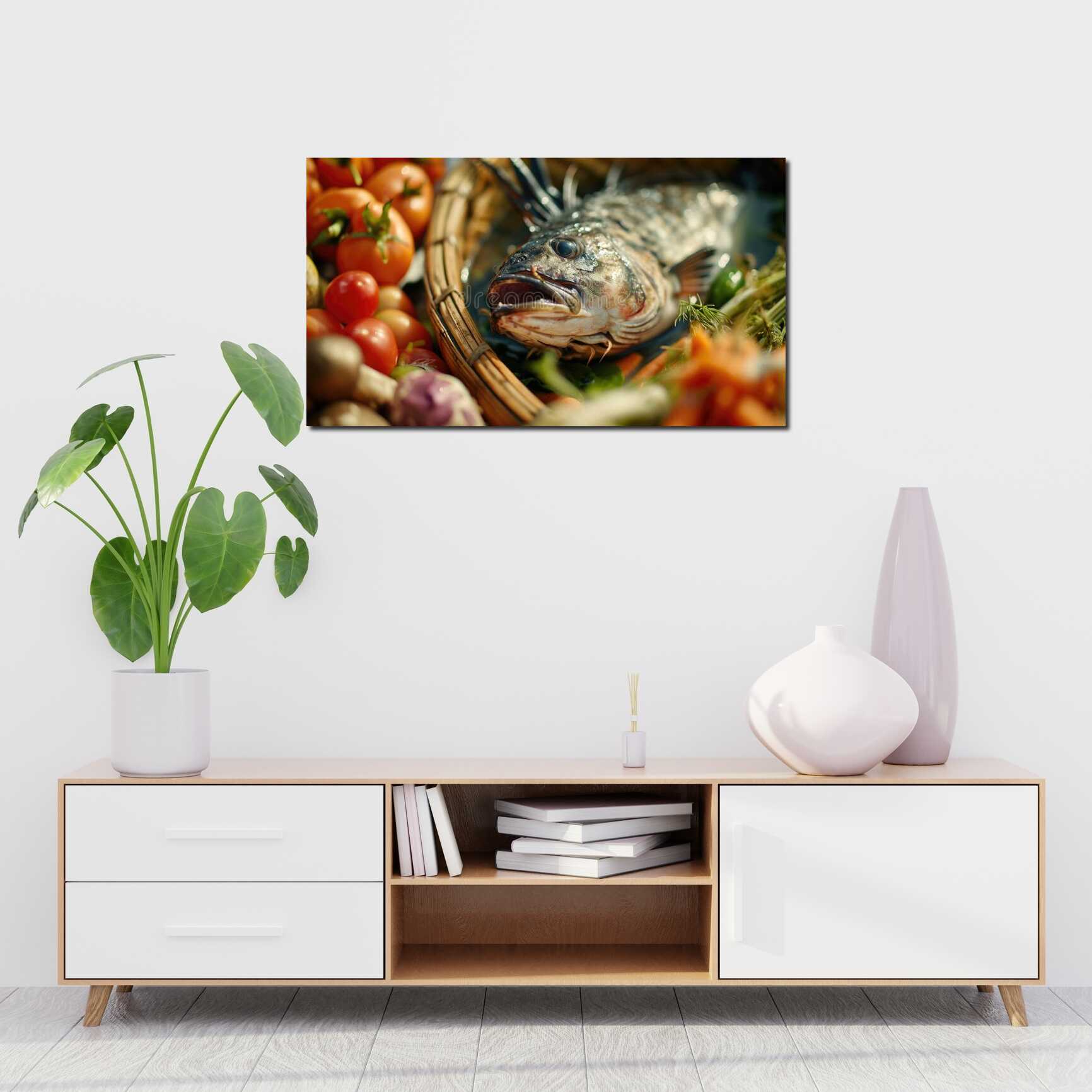 Canvas above sofa for size context