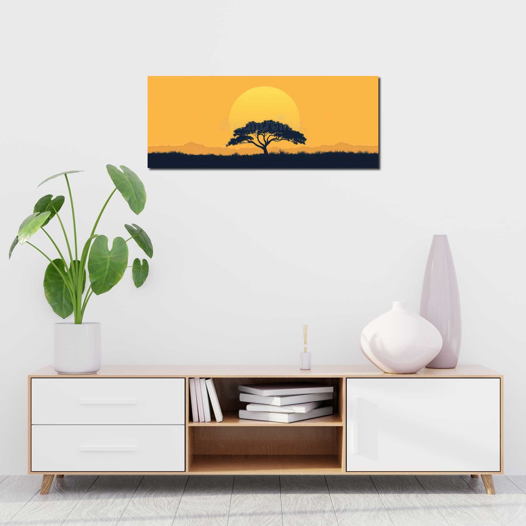 Canvas above sofa for size context