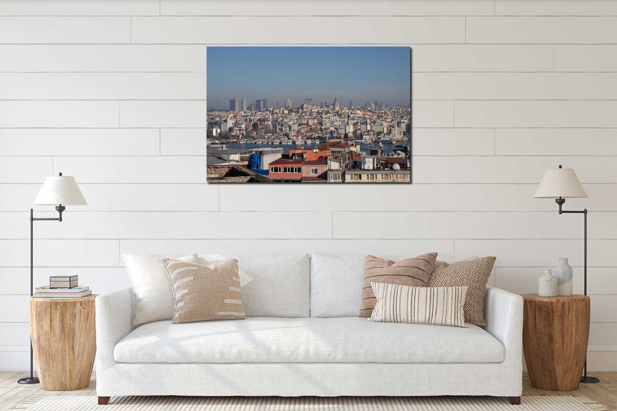Istanbul Skyline Panorama: Cityscape Viewpoint, Modern Buildings, Turkey interior mockup