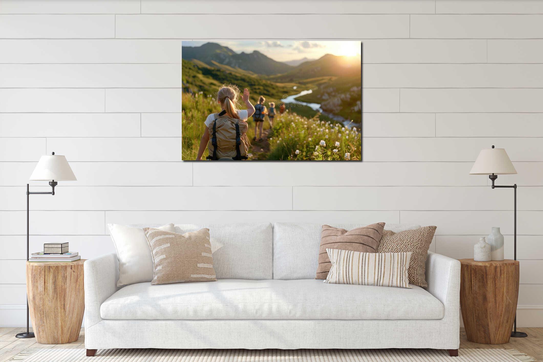 Canvas hanging interior mockup