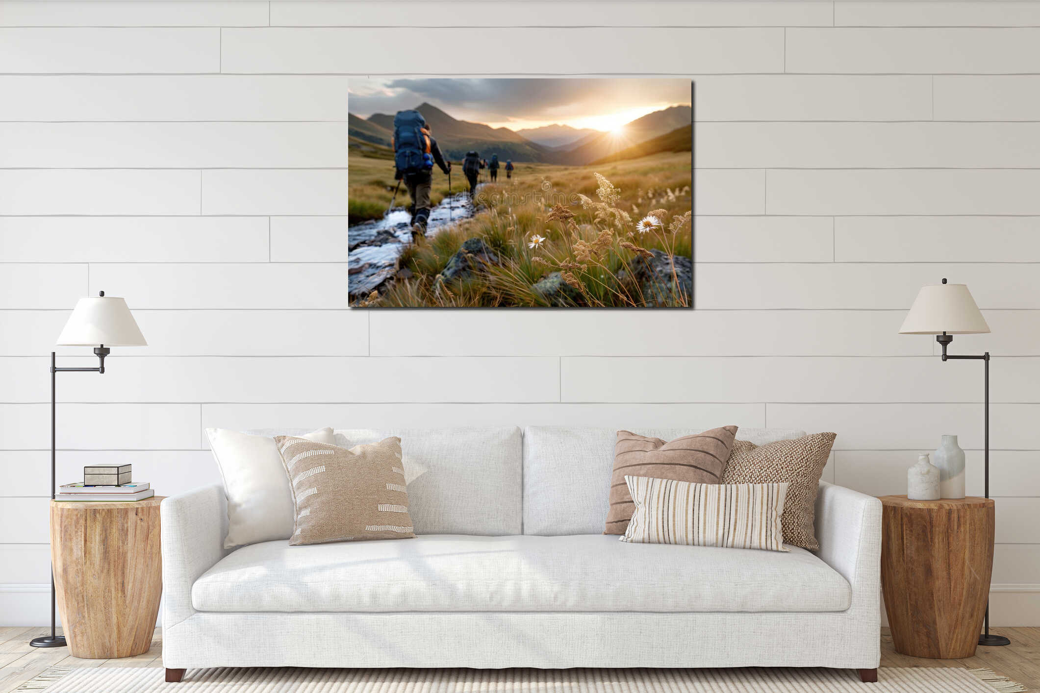 Canvas hanging interior mockup