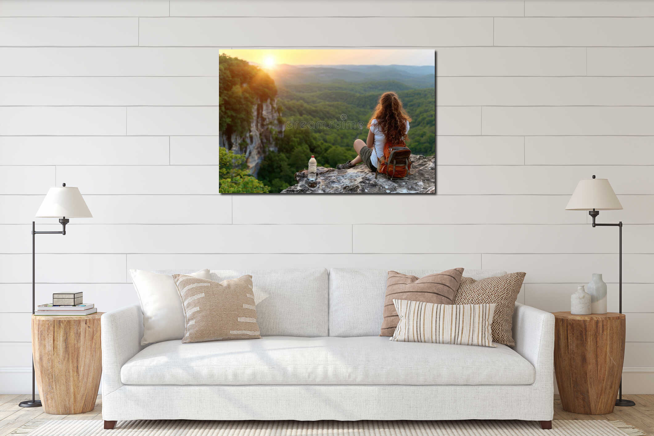 Canvas hanging interior mockup
