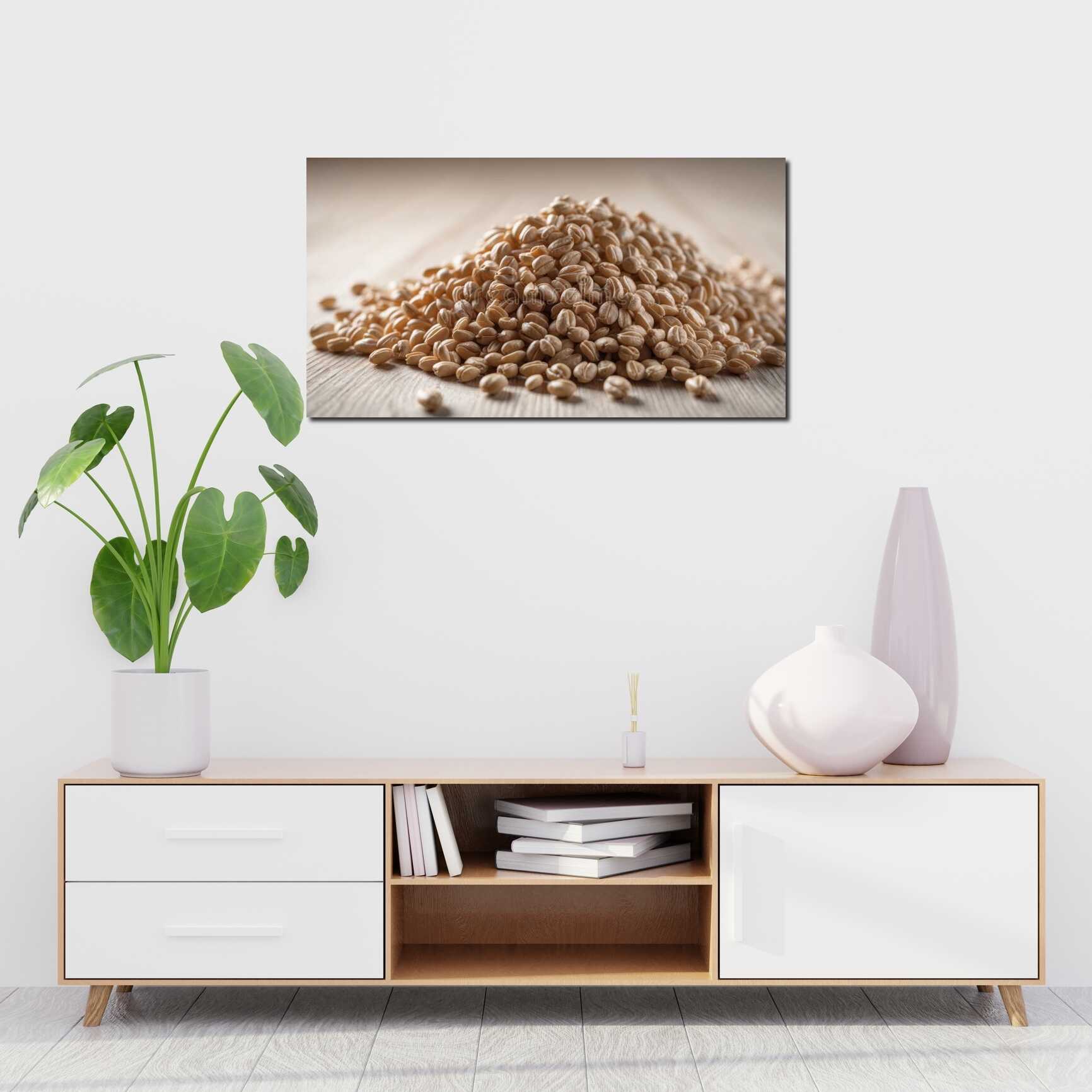 Canvas above sofa for size context