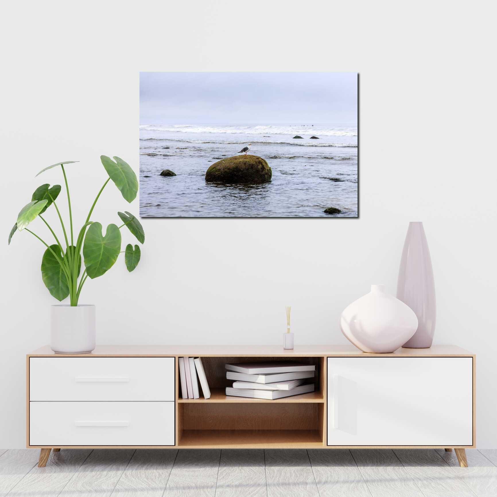 Canvas above sofa for size context