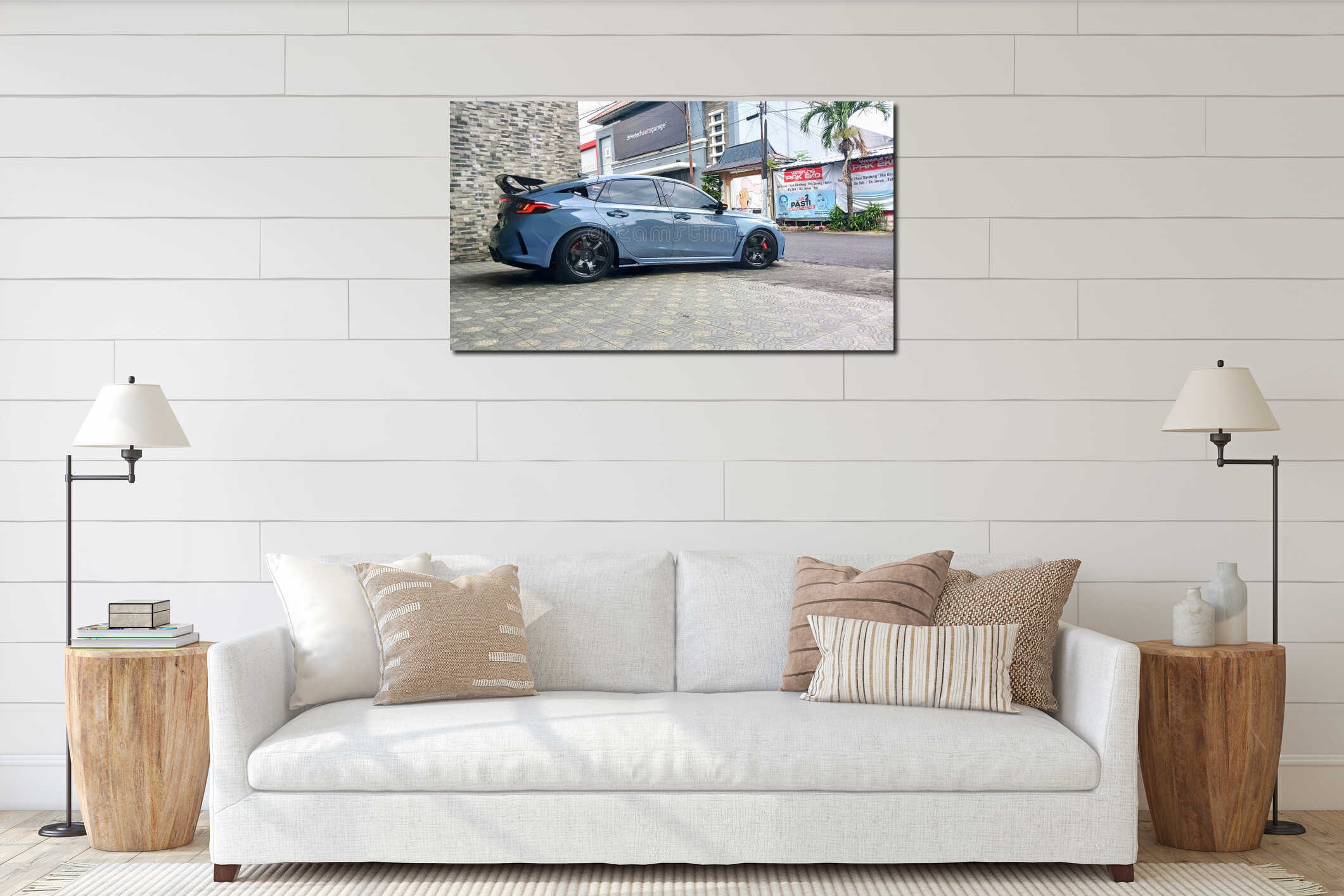 Canvas hanging interior mockup