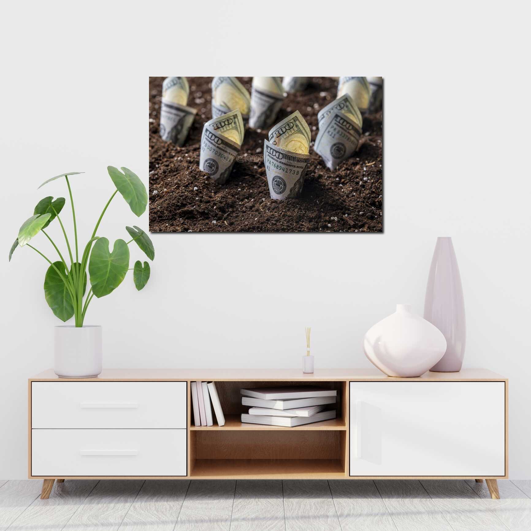 Canvas above sofa for size context