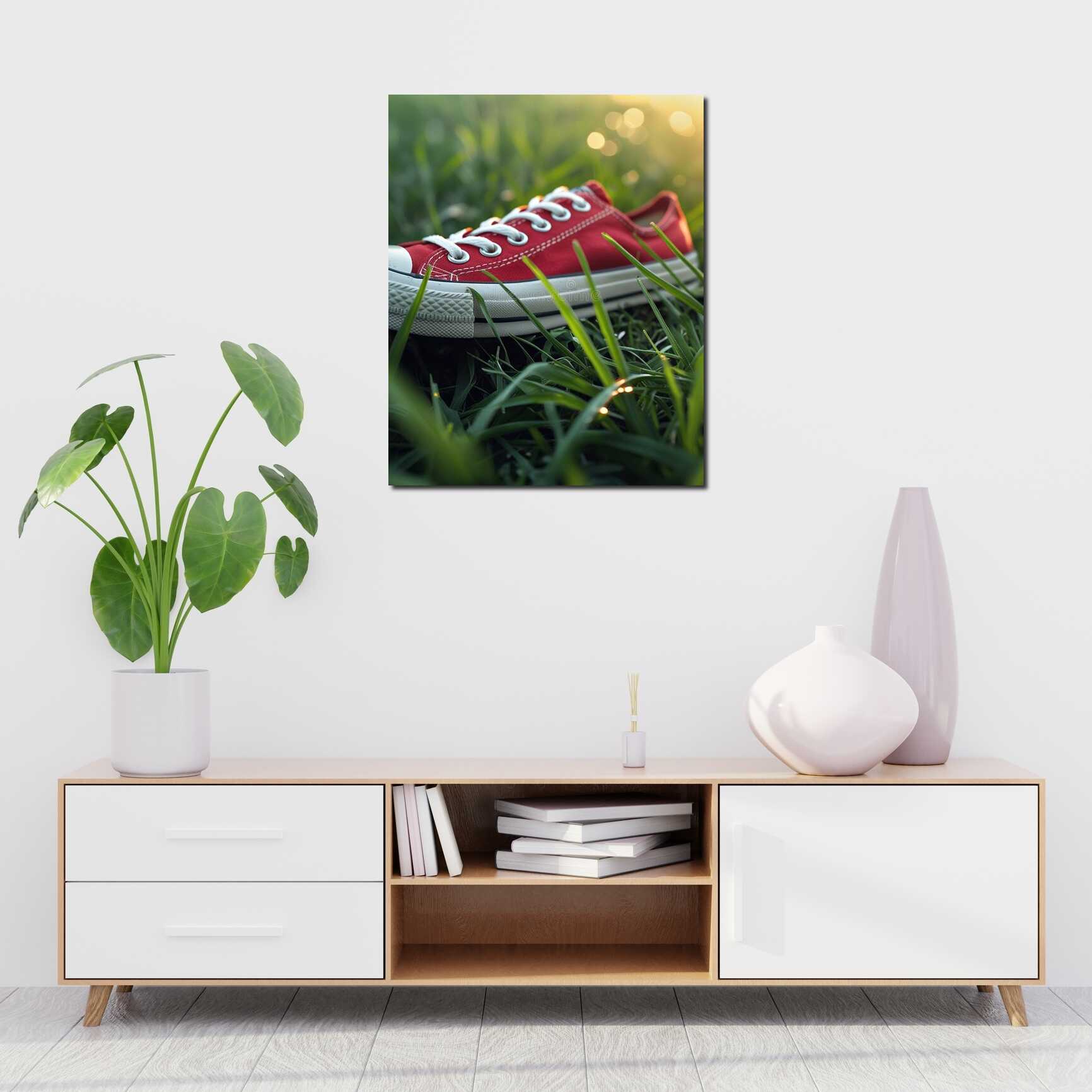 Canvas above sofa for size context