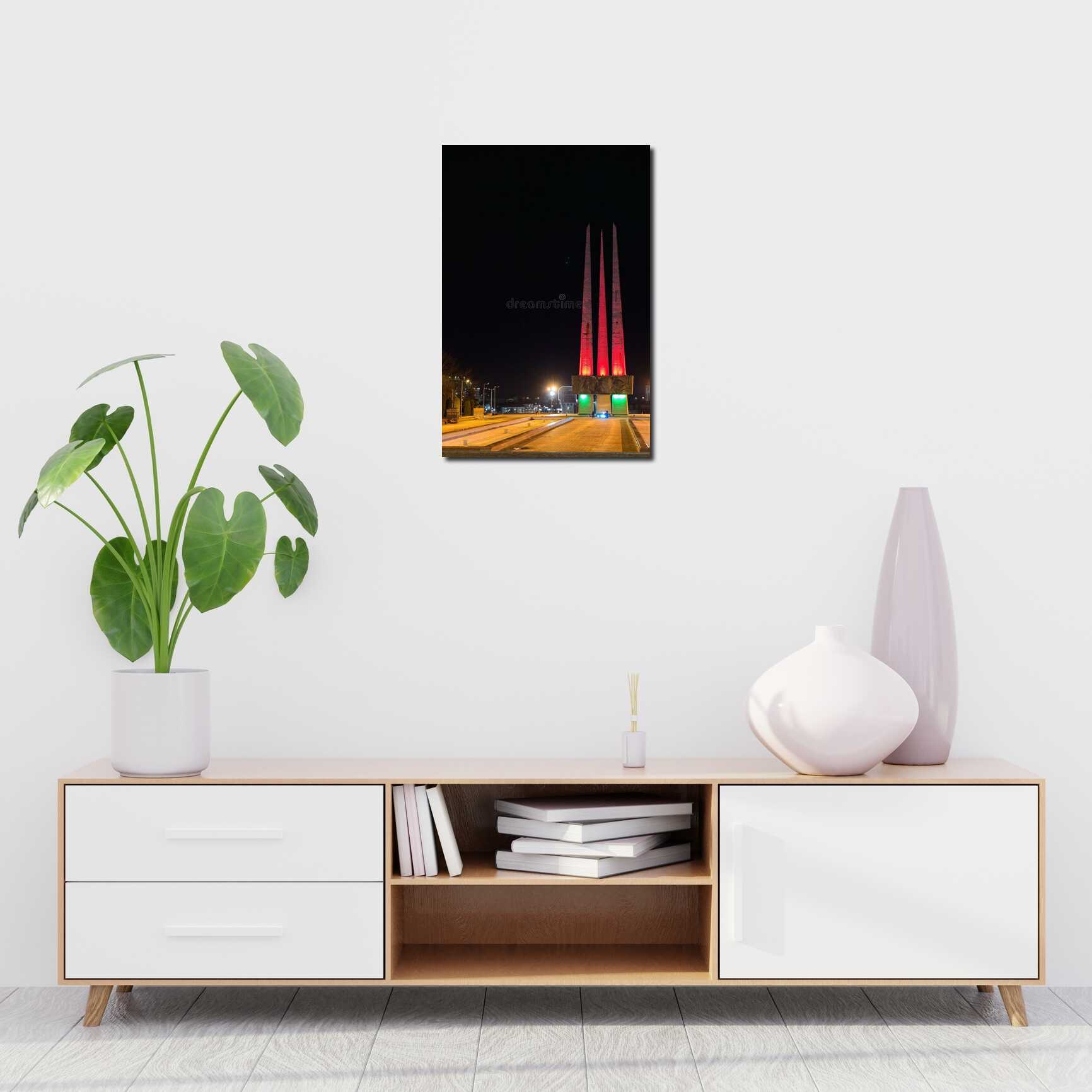 Canvas above sofa for size context