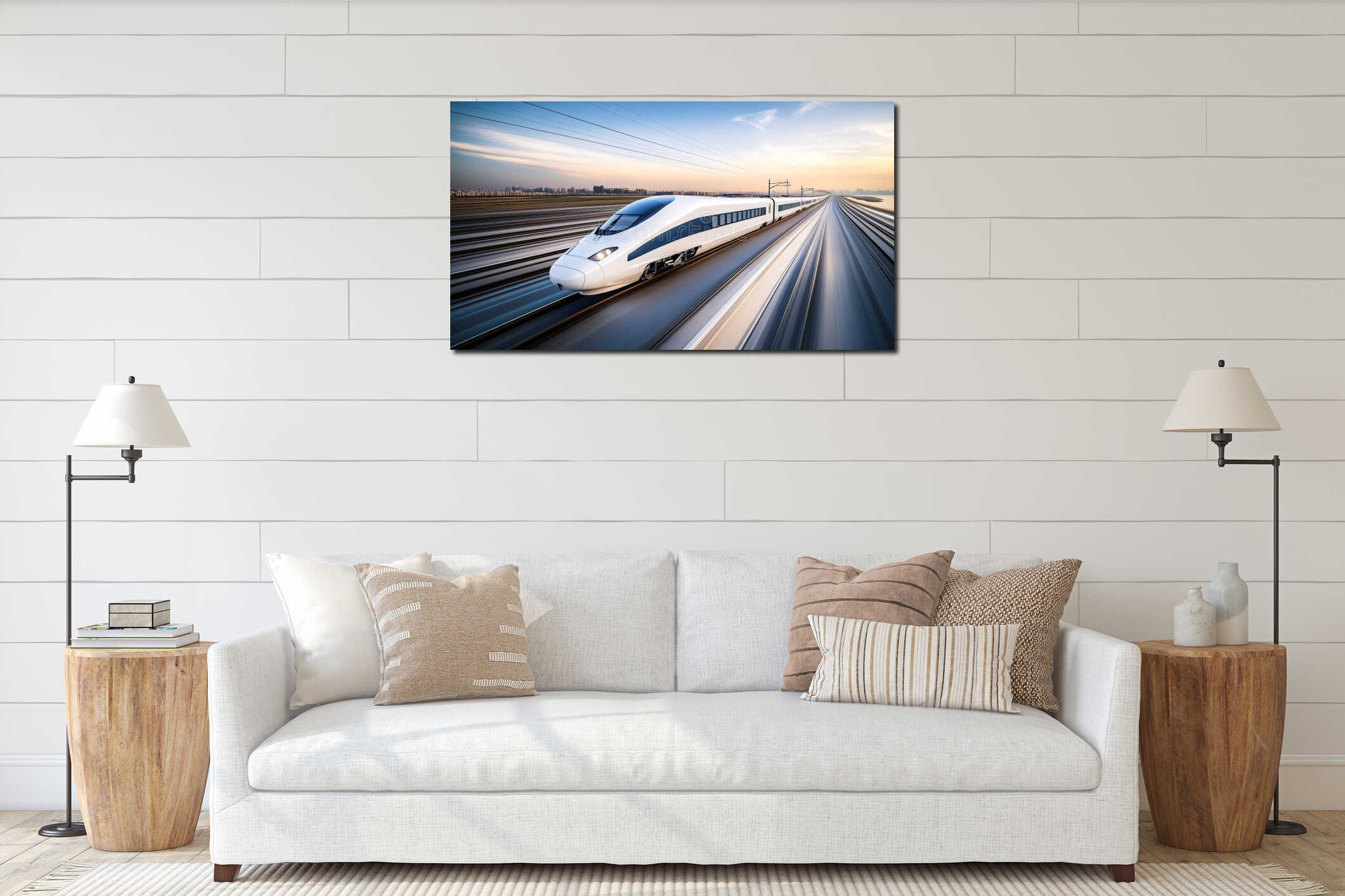 High-speed train moving interior mockup