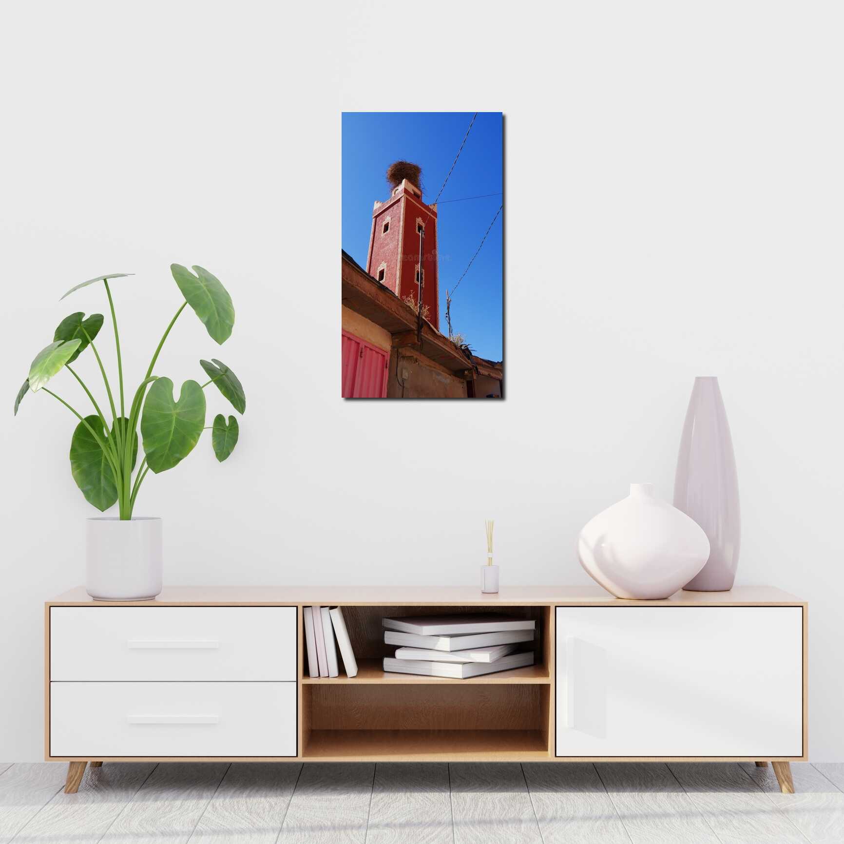 Canvas above sofa for size context