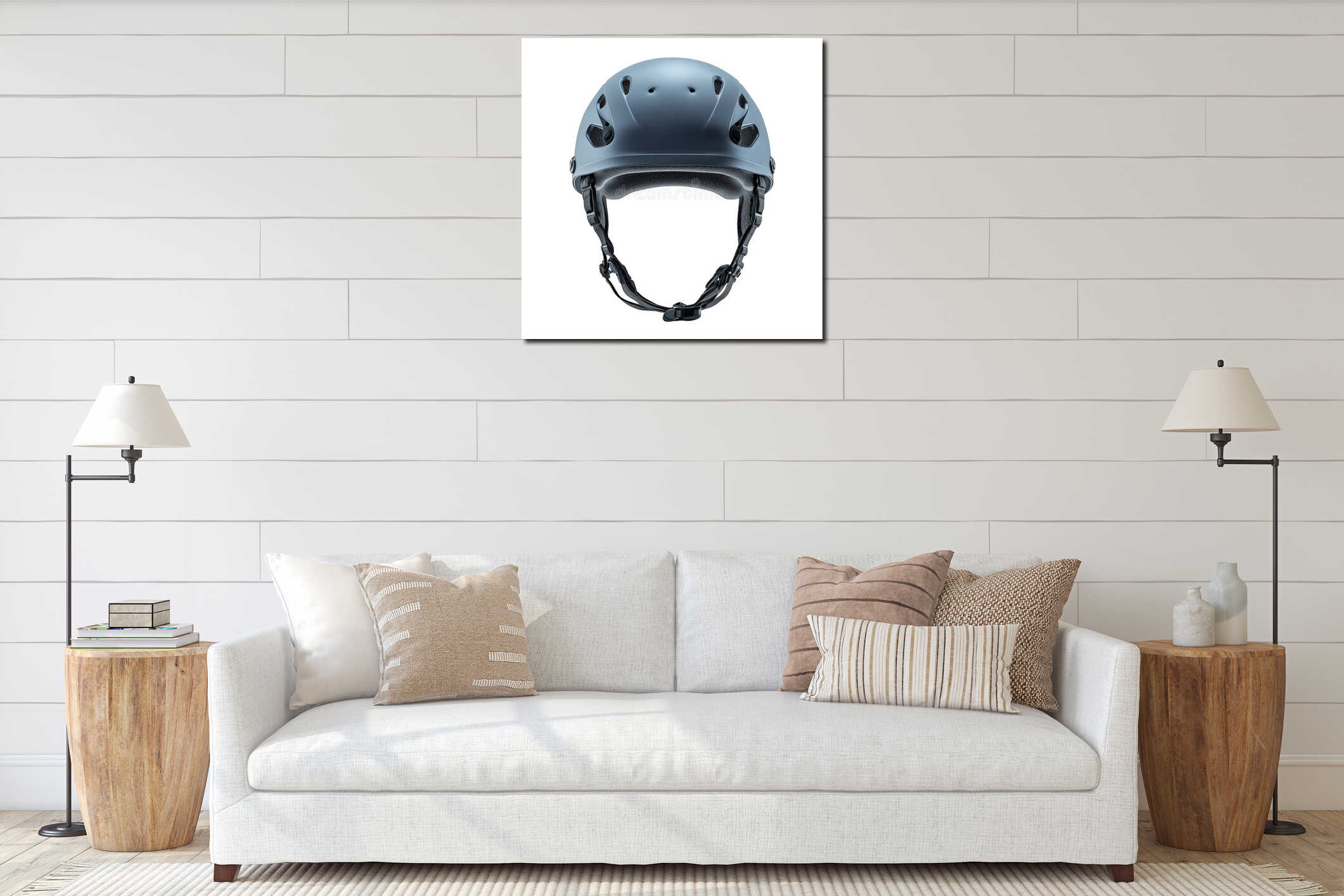 Dark blue sports helmet isolated on a transparent background. Modern protective headgear with adjustable straps and interior mockup