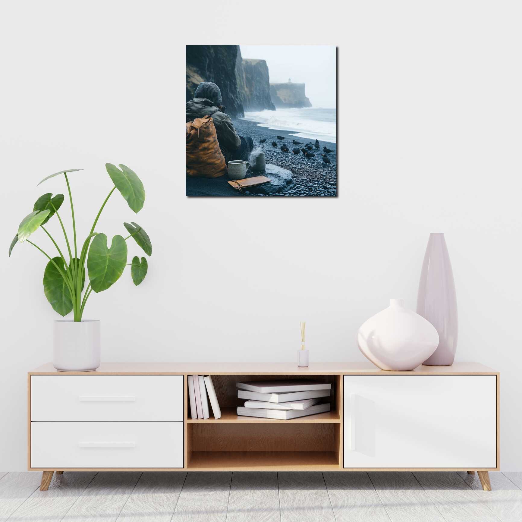 Canvas above sofa for size context