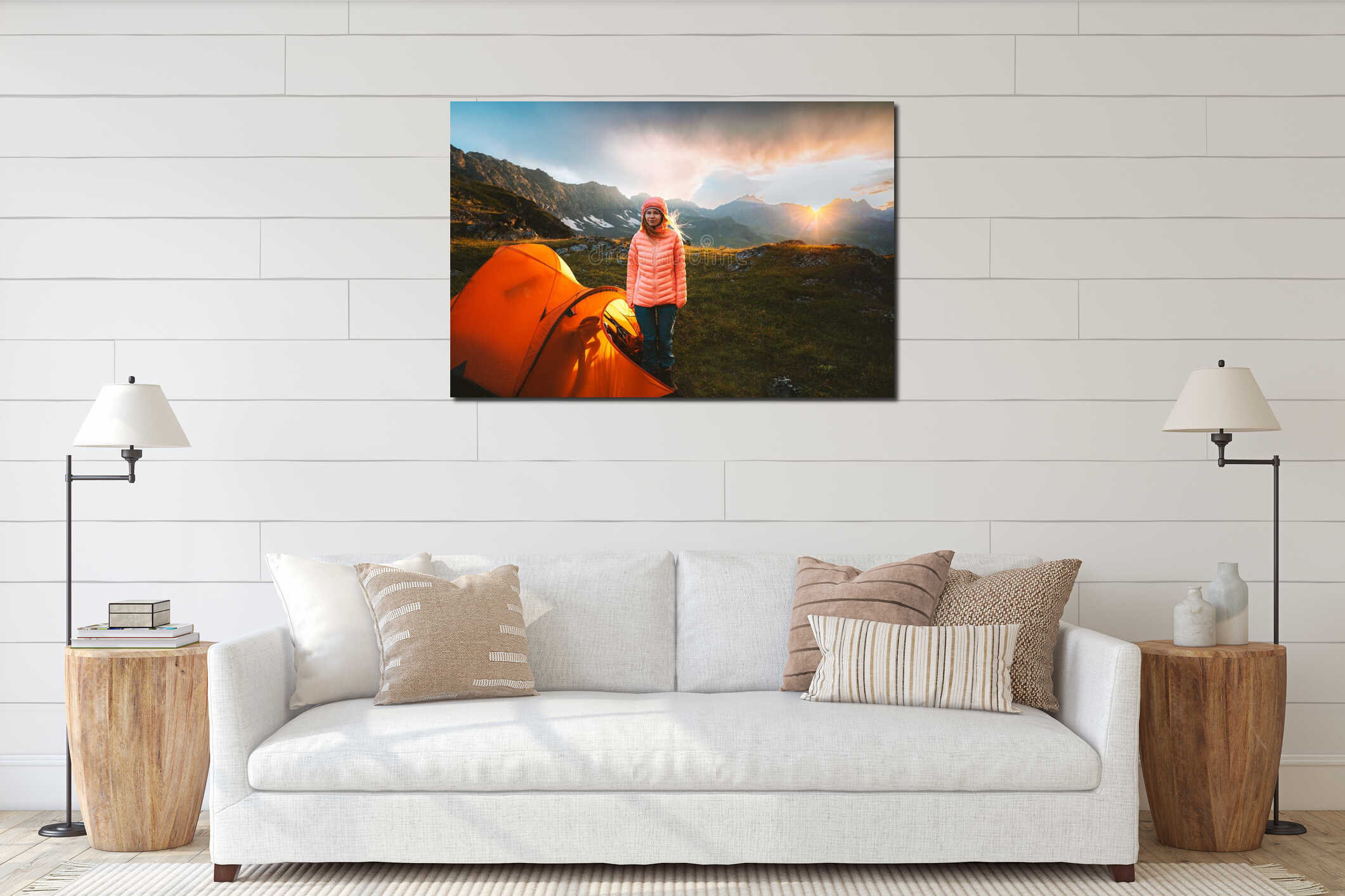 Canvas hanging interior mockup