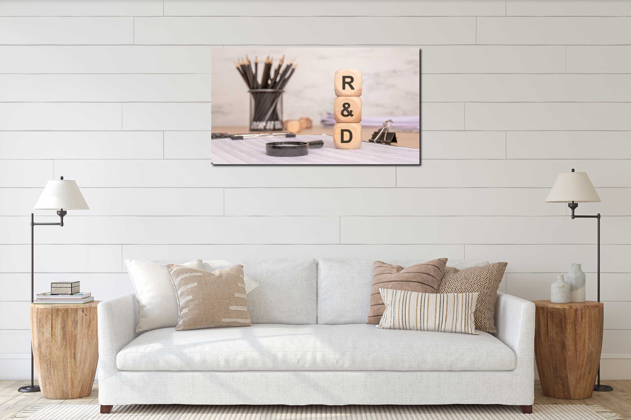 Canvas hanging interior mockup
