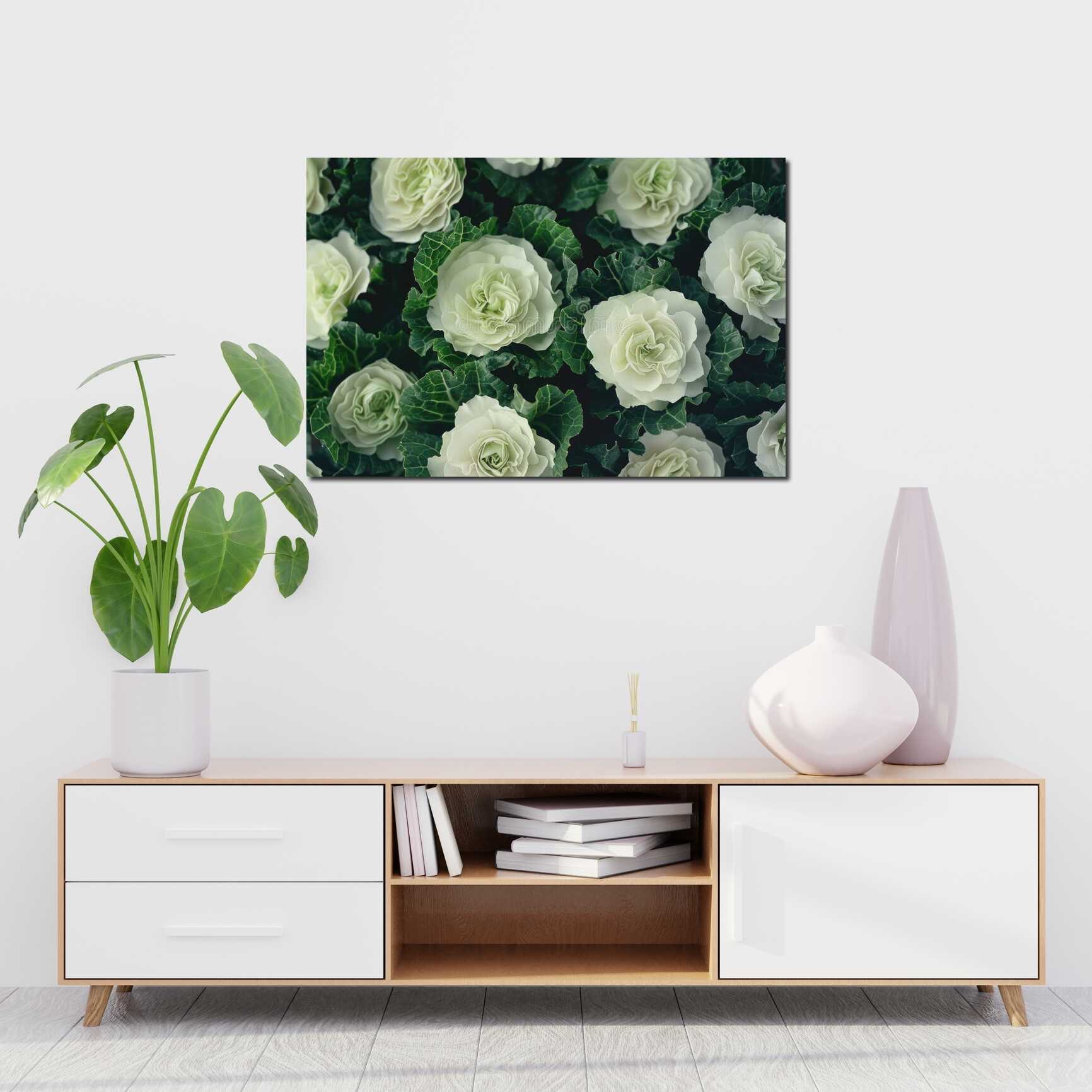 Canvas above sofa for size context