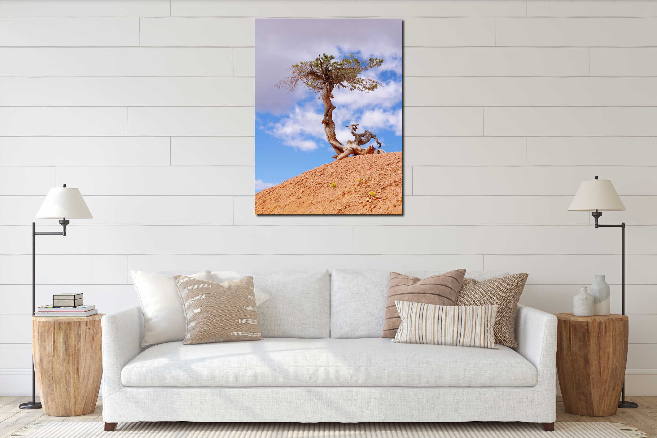 Lonely crooked tree in Bryce Canyon National Park interior mockup