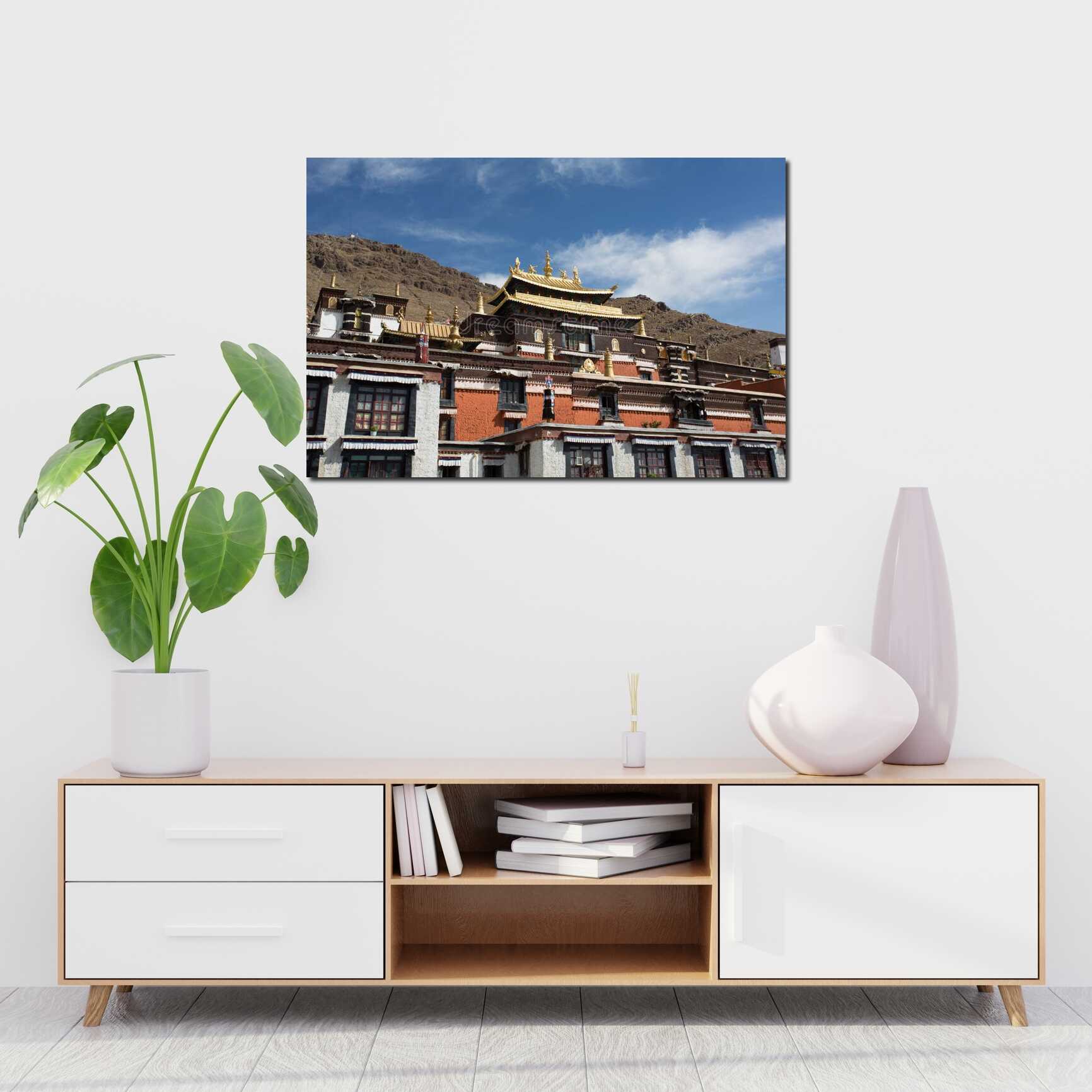 Canvas above sofa for size context