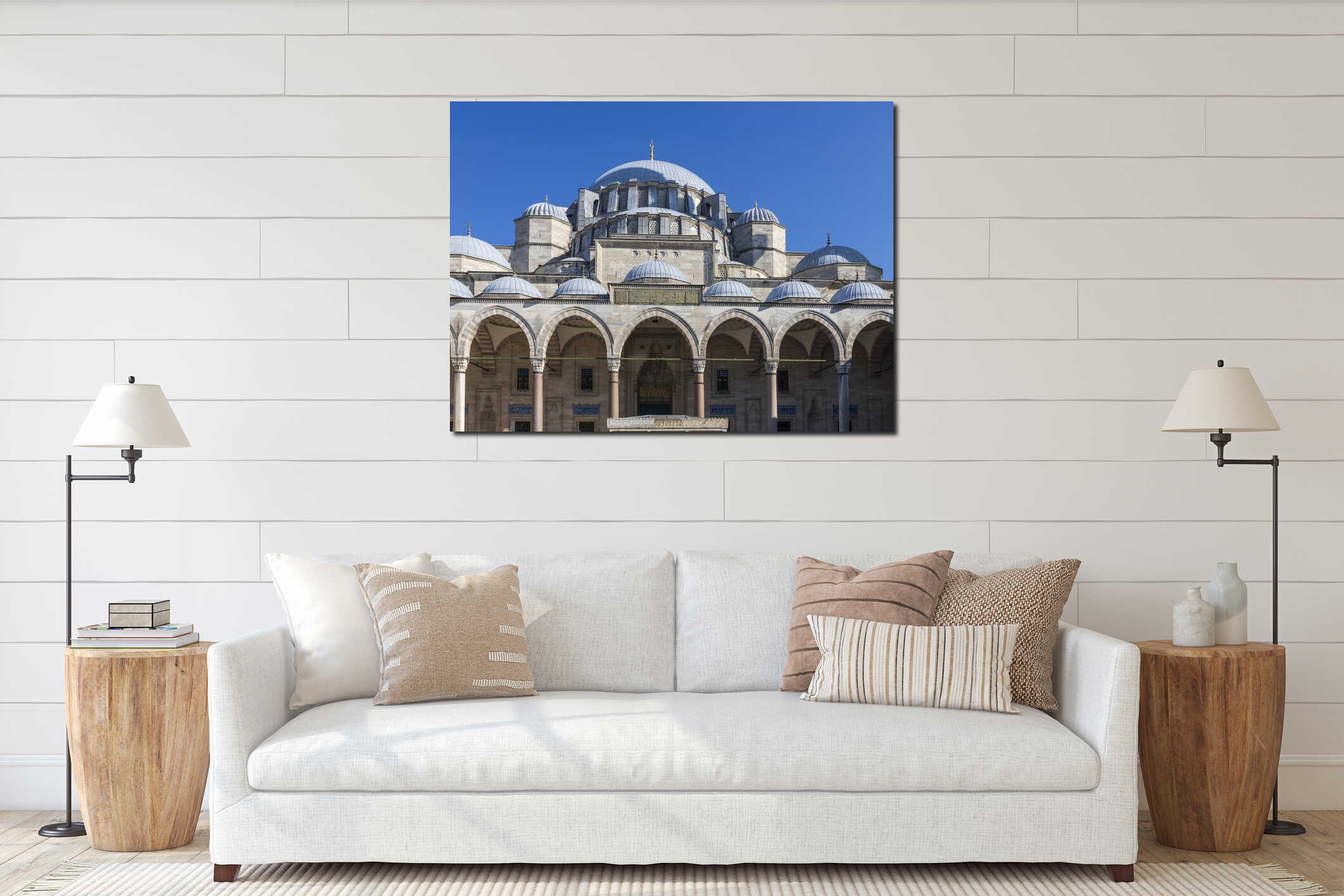 Exterior architectural details of the majestic Suleymaniye Mosque with its domes and arched interior mockup