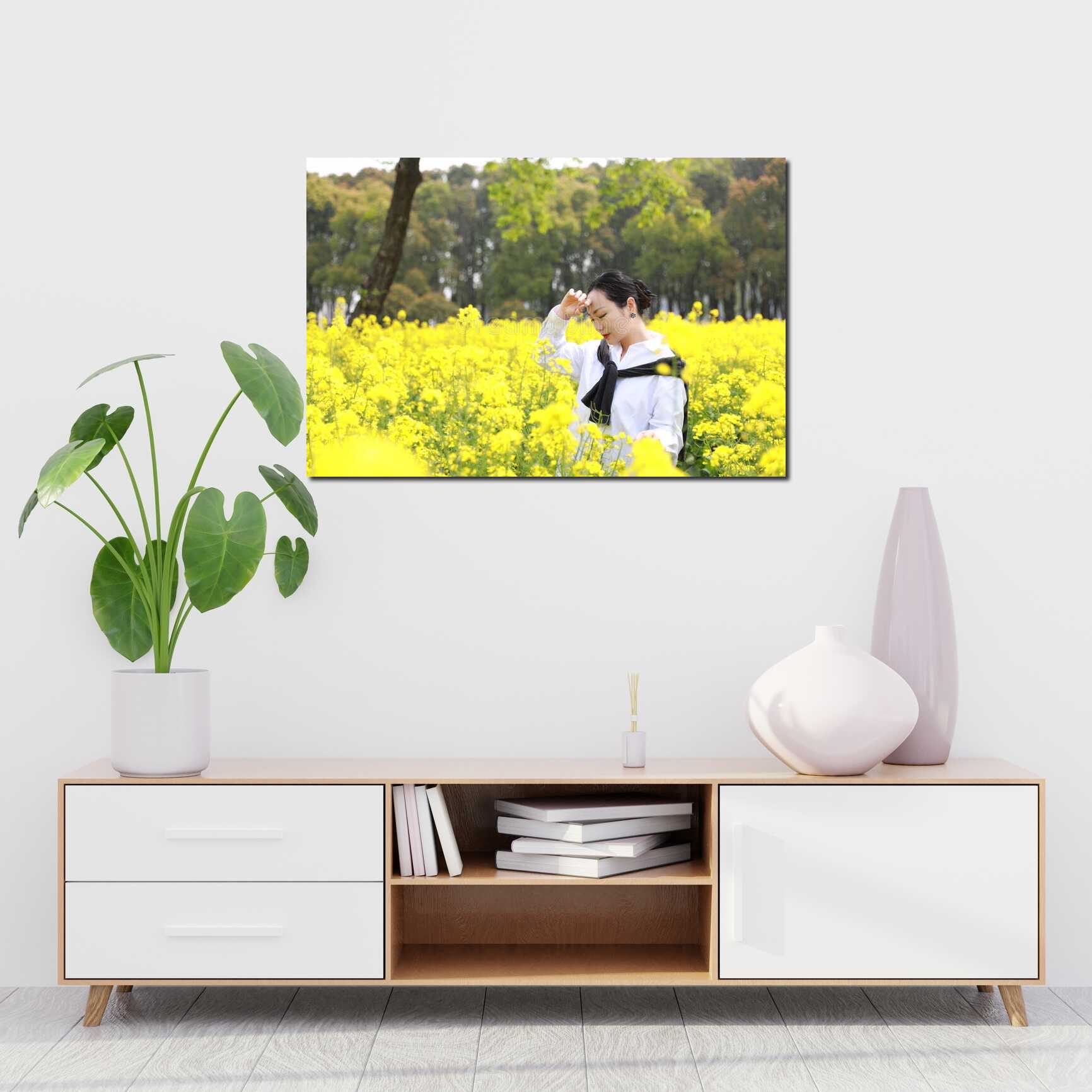 Canvas above sofa for size context