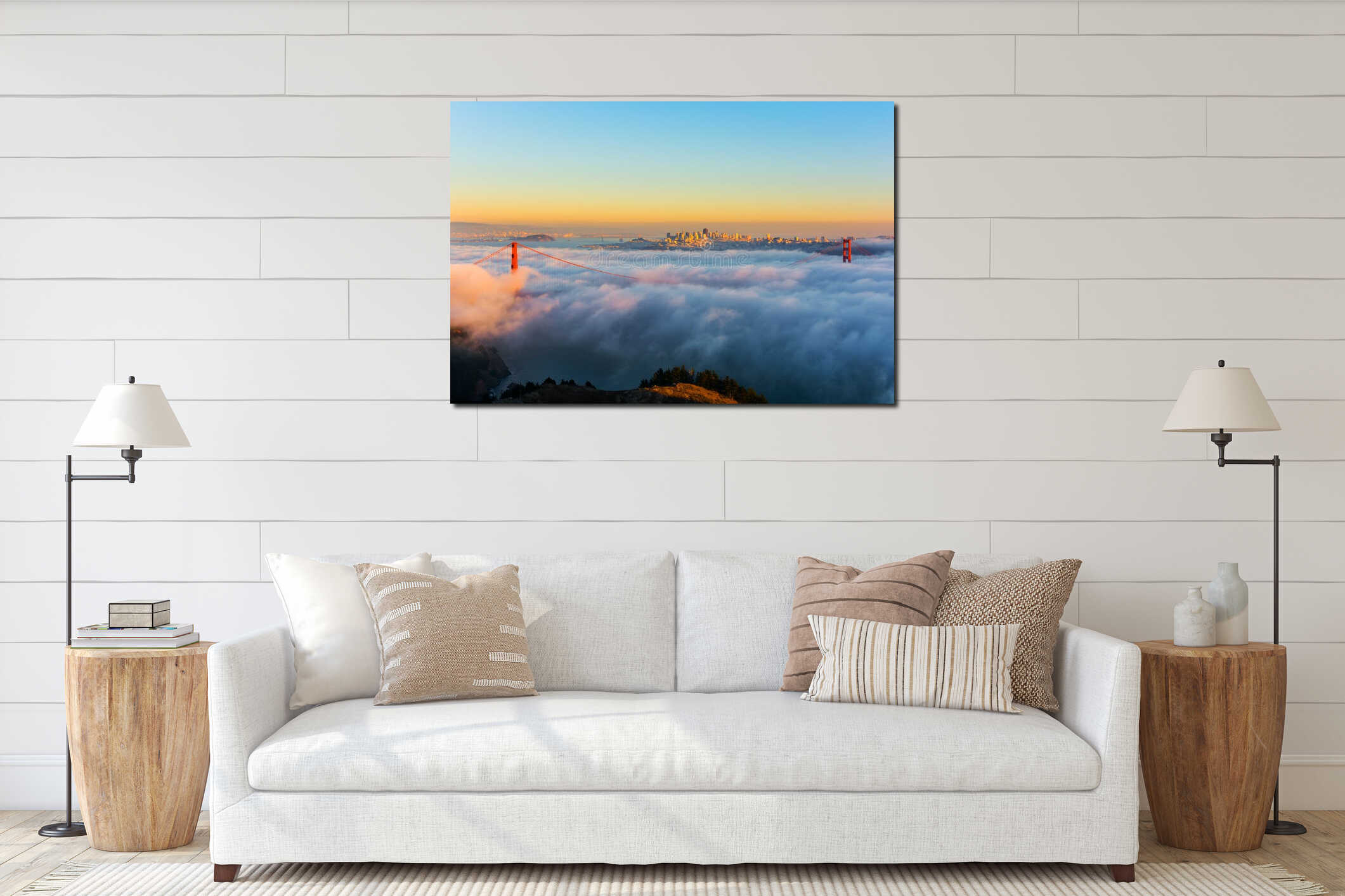 Canvas hanging interior mockup