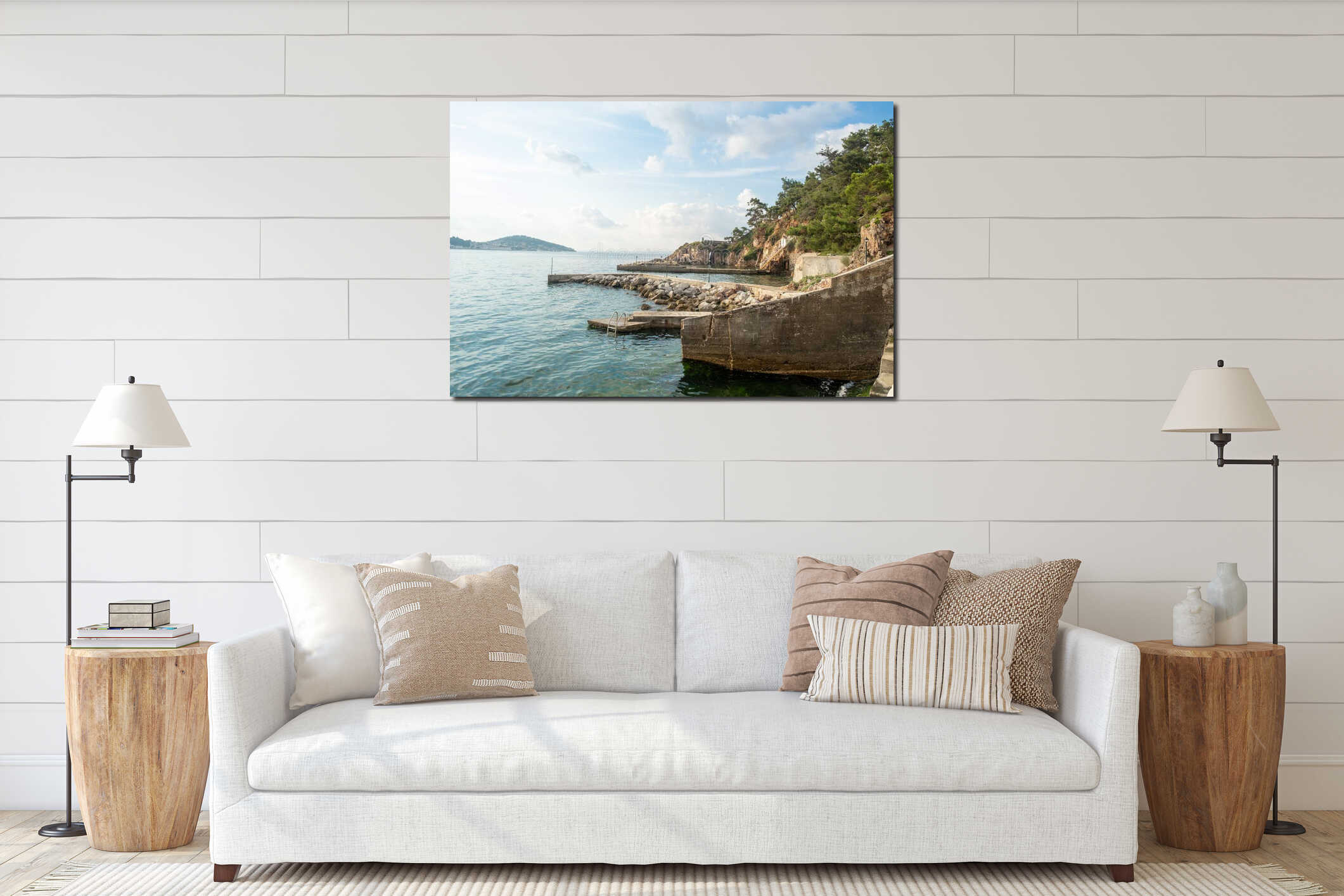 Coastal view of Prince Islands showcasing rocky shoreline and calm waters during a serene afternoon interior mockup