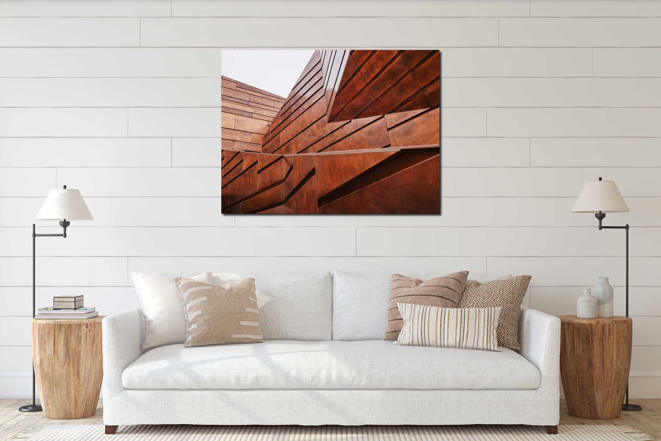 Architecture details Bronze texture wall tiles Facade Modern Building interior mockup