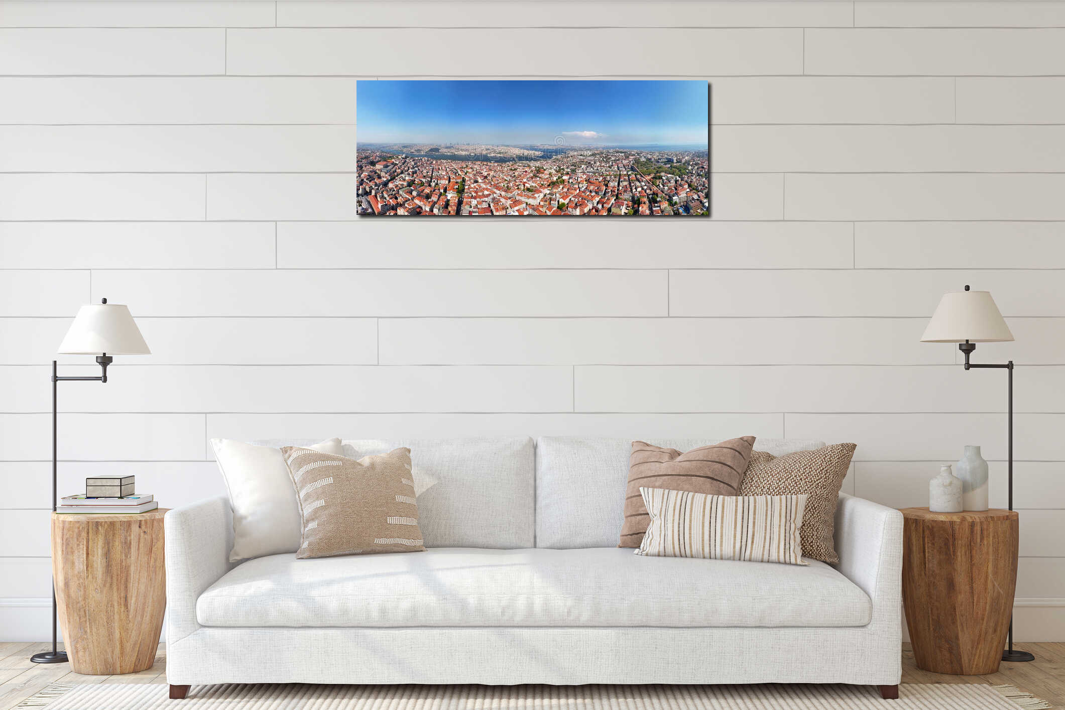 Panoramic View of Istanbul's Cityscape on a Sunny Day. interior mockup