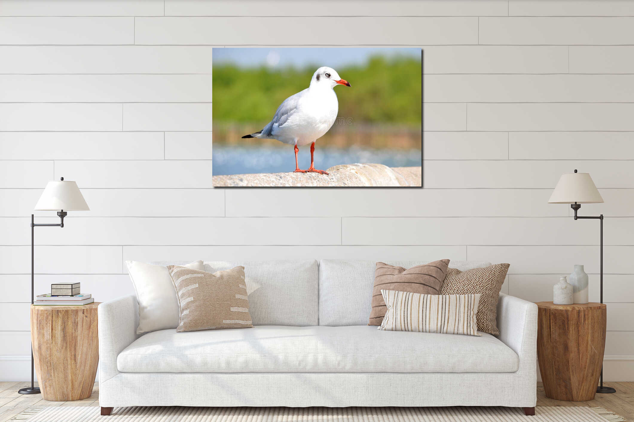 A beautiful white gull interior mockup
