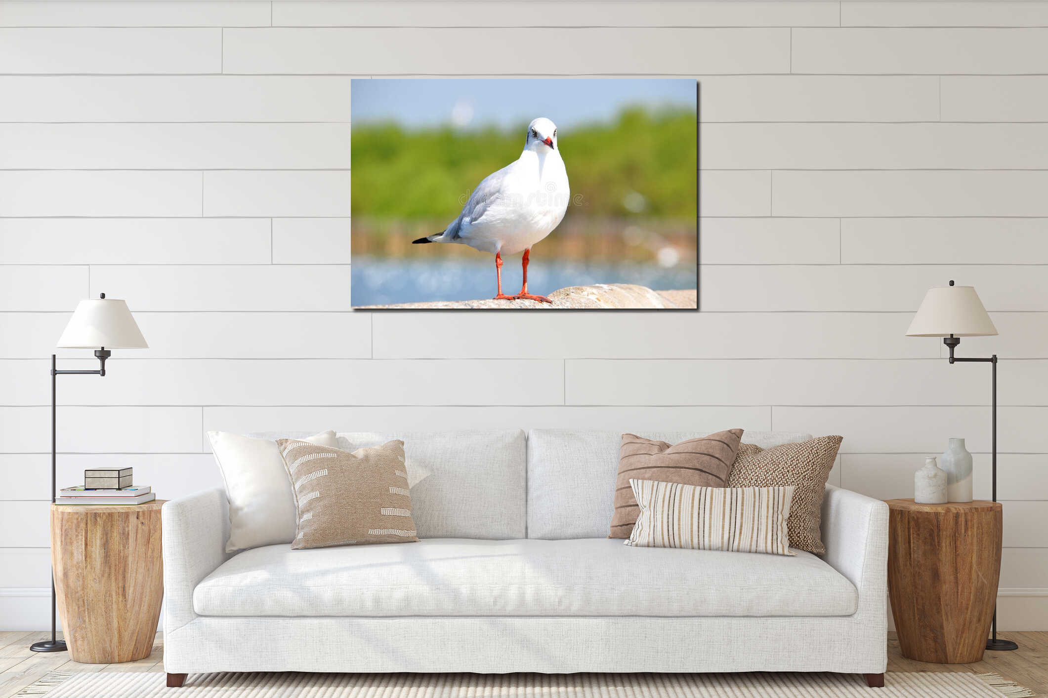 A beautiful white gull interior mockup