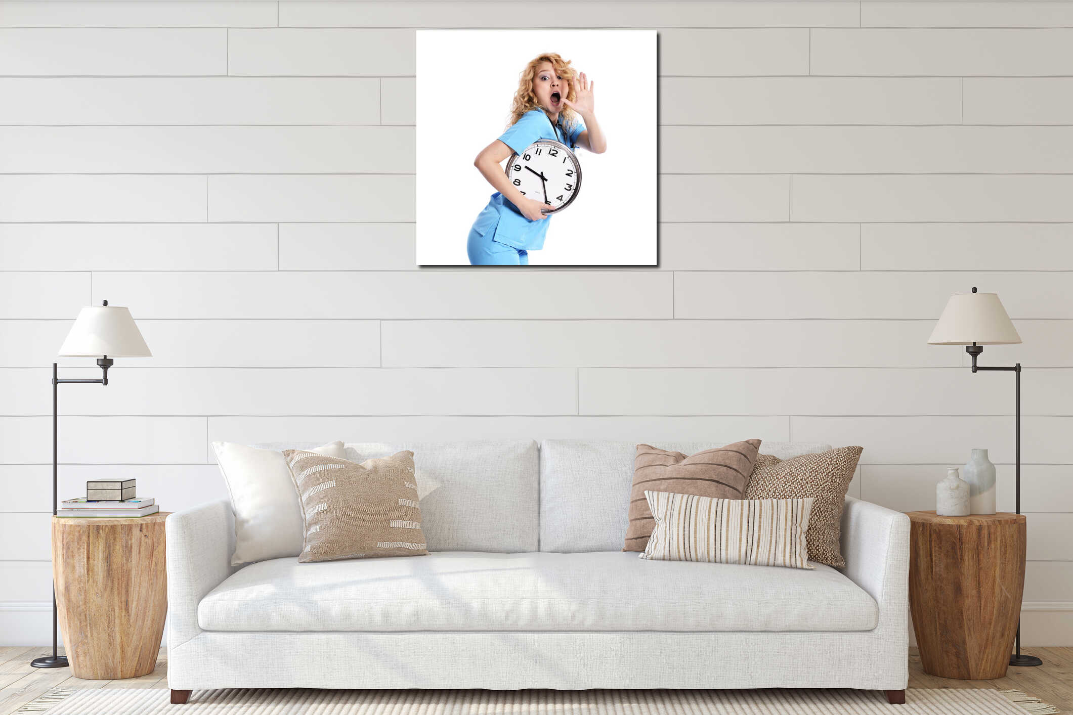 Canvas hanging interior mockup