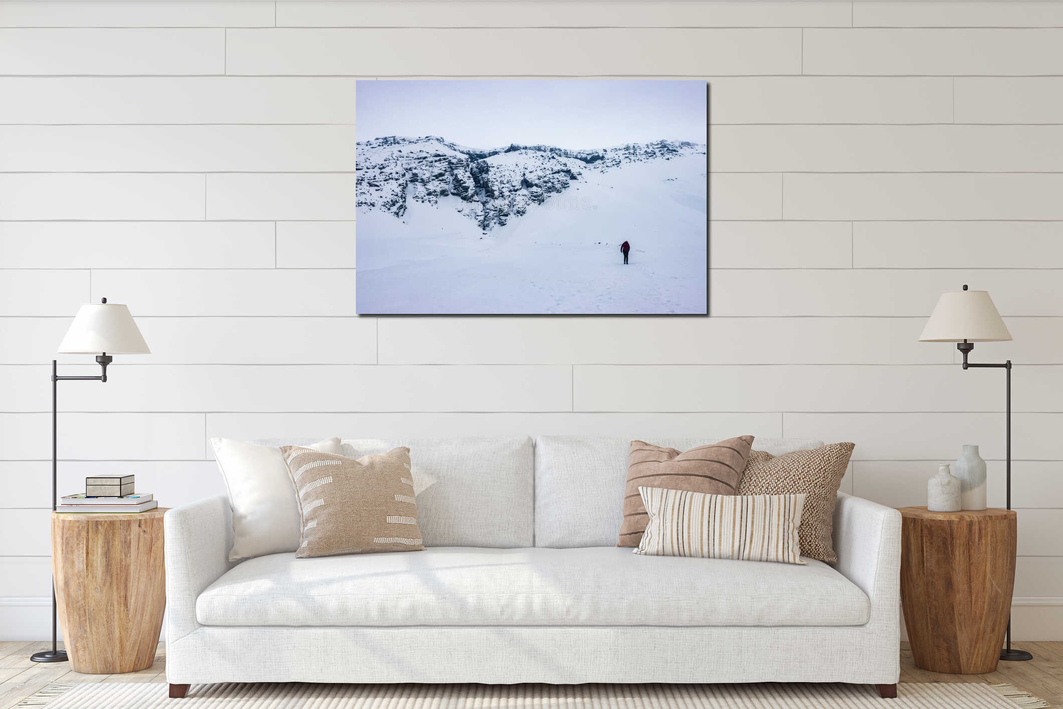 View of Raudfeldsgja gorge in winter at SnÃ¦fellsnes peninsula (Iceland) interior mockup