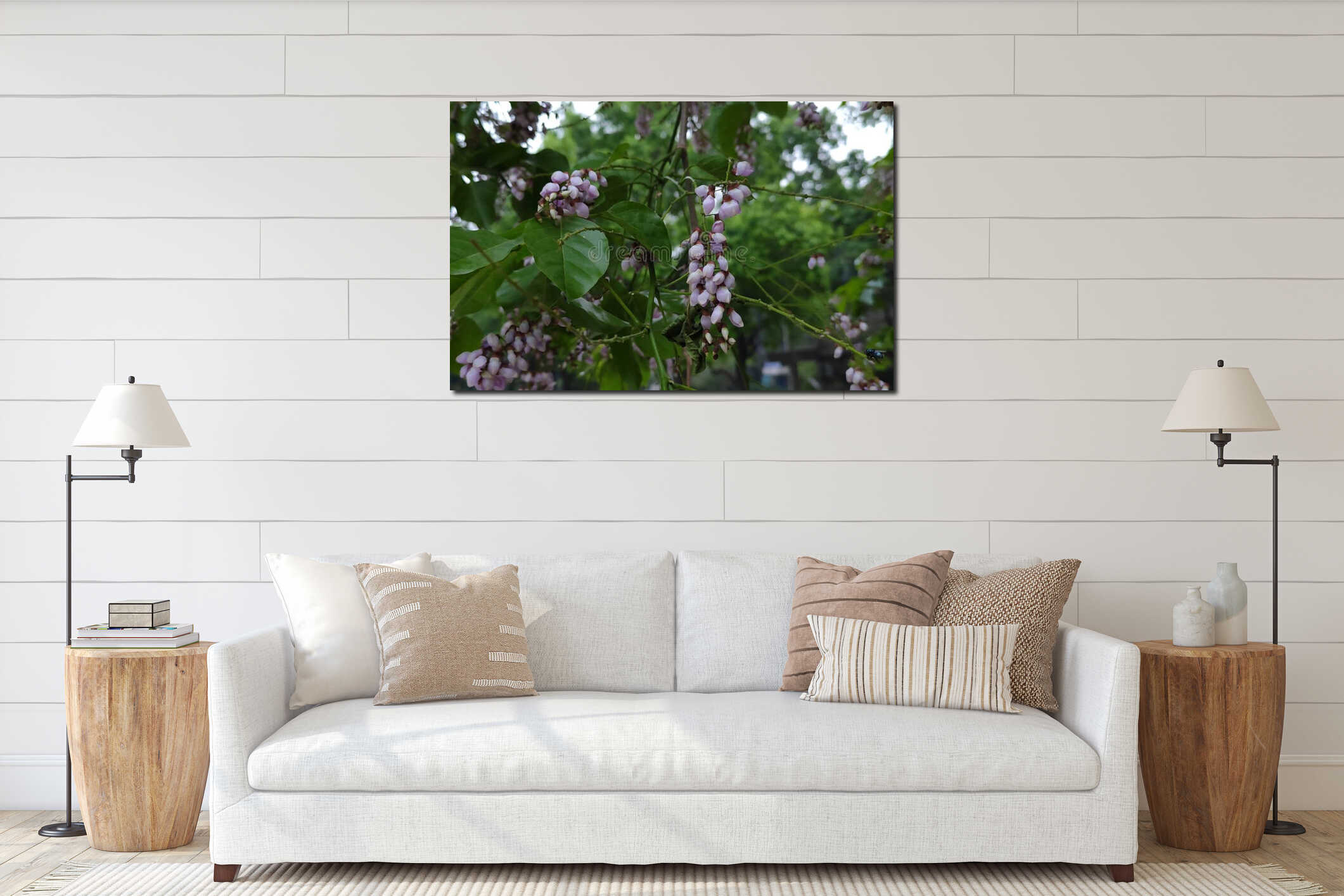 Light Purple Flower Clusters on a Green Vine interior mockup