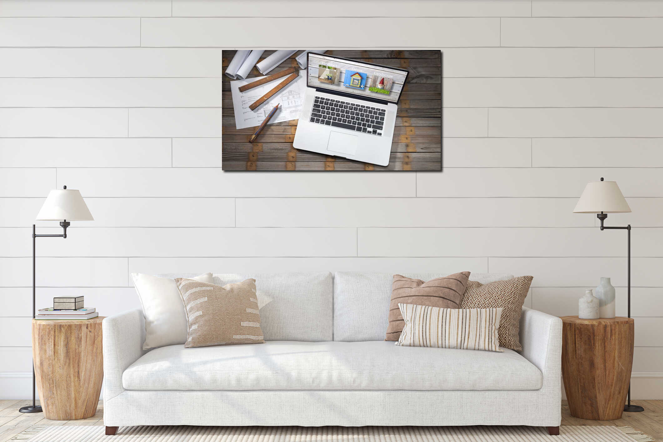 Canvas hanging interior mockup