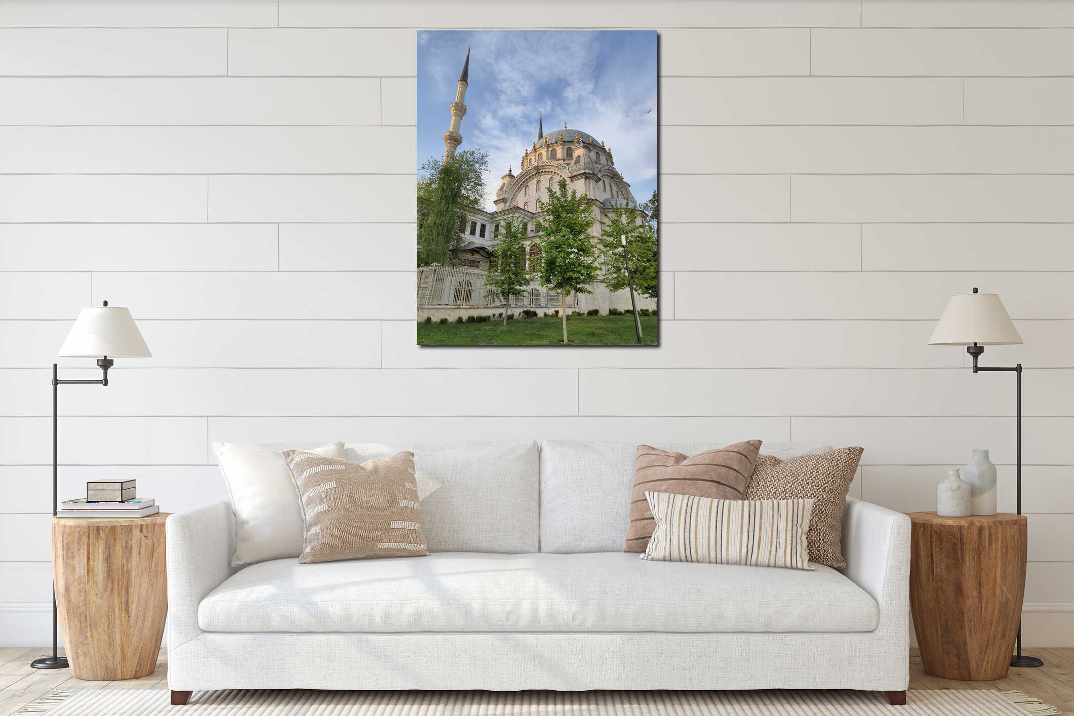 Historic Nusretiye mosque, a significant landmark in Istanbul. Nusretiye mosque's Ottoman architectural ornate beauty interior mockup