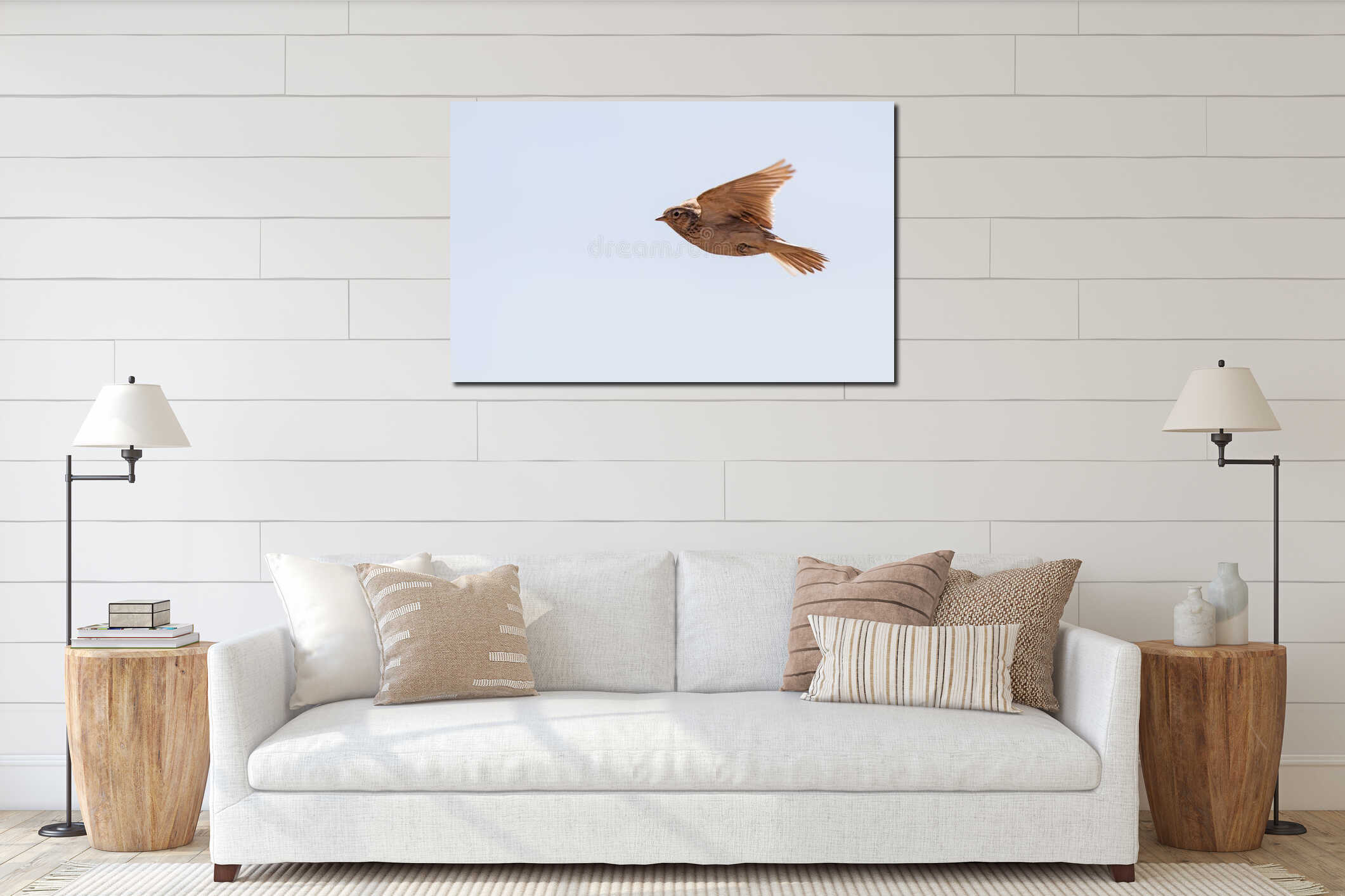 Skylark over the meadow interior mockup