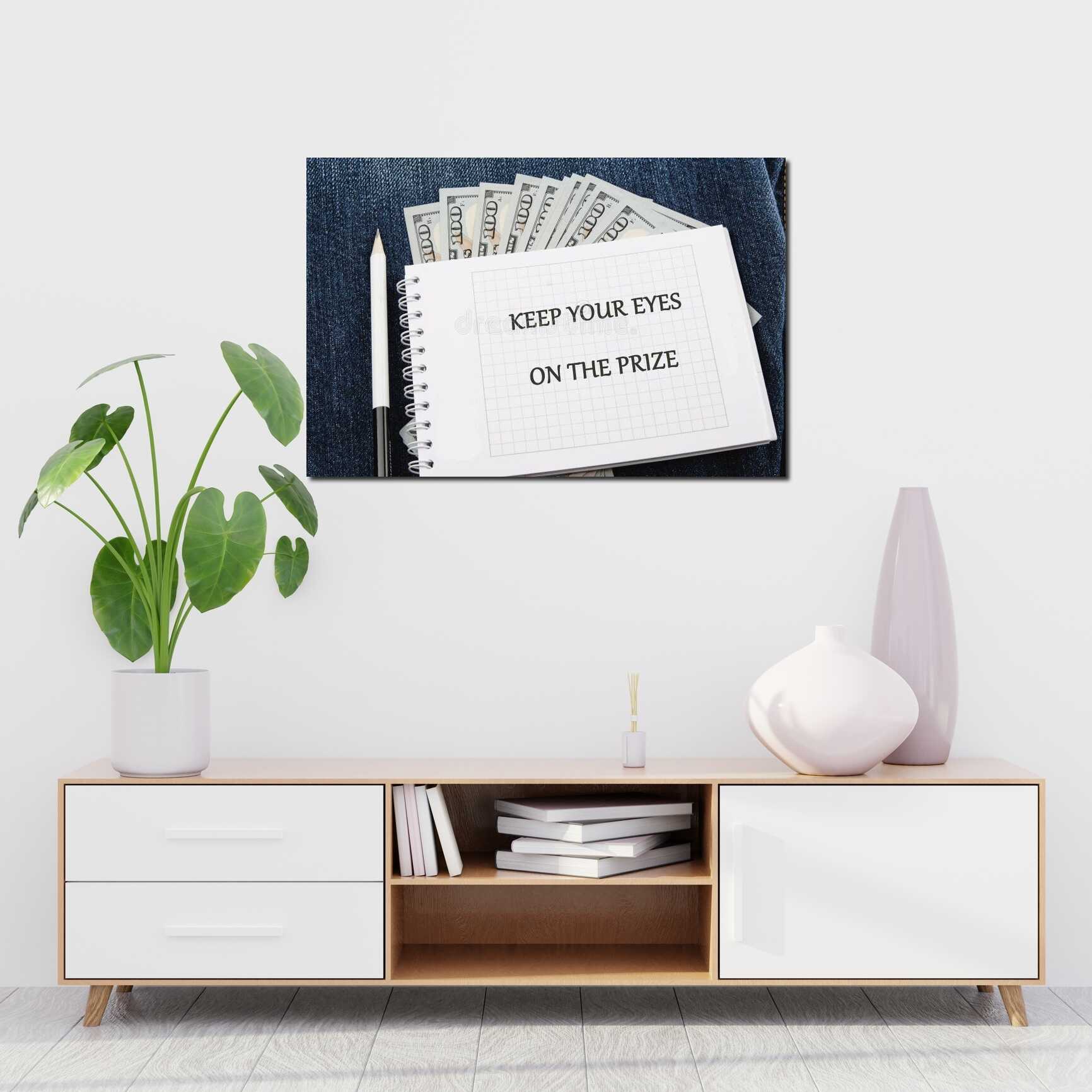 Canvas above sofa for size context