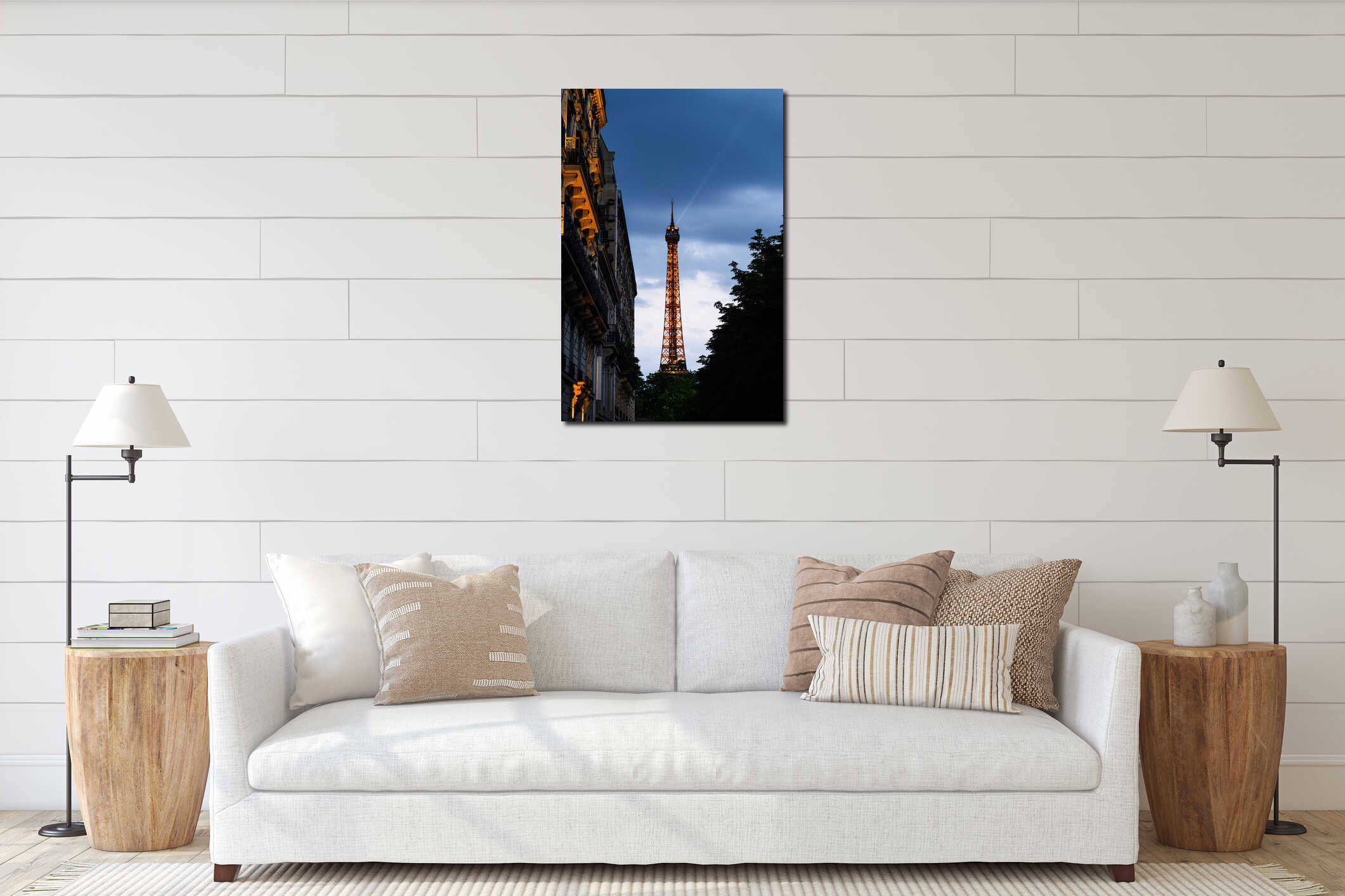 Eiffel Tower Illuminated at Dusk in Paris interior mockup