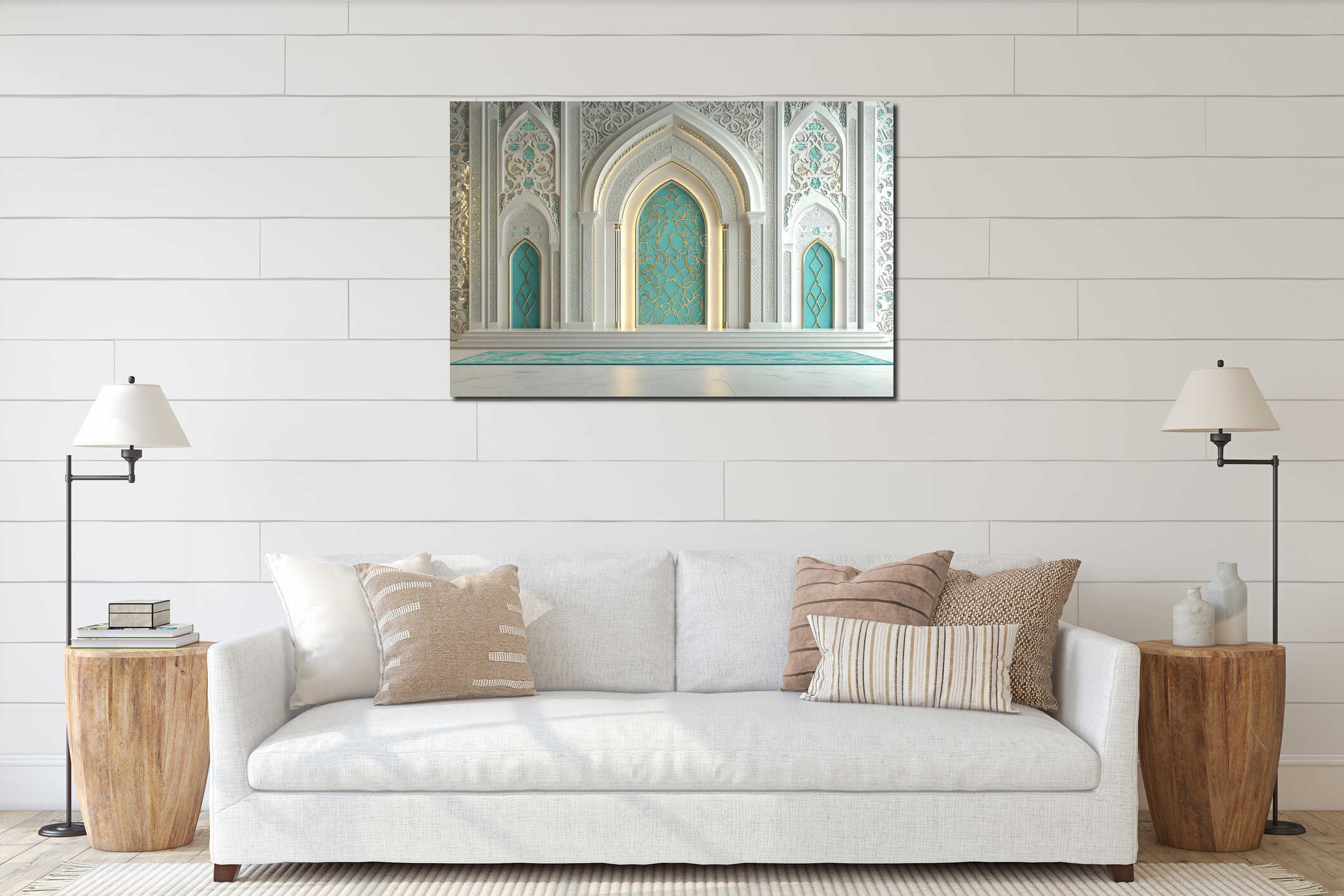 Elegant islamic architecture interior design mosque interior mockup