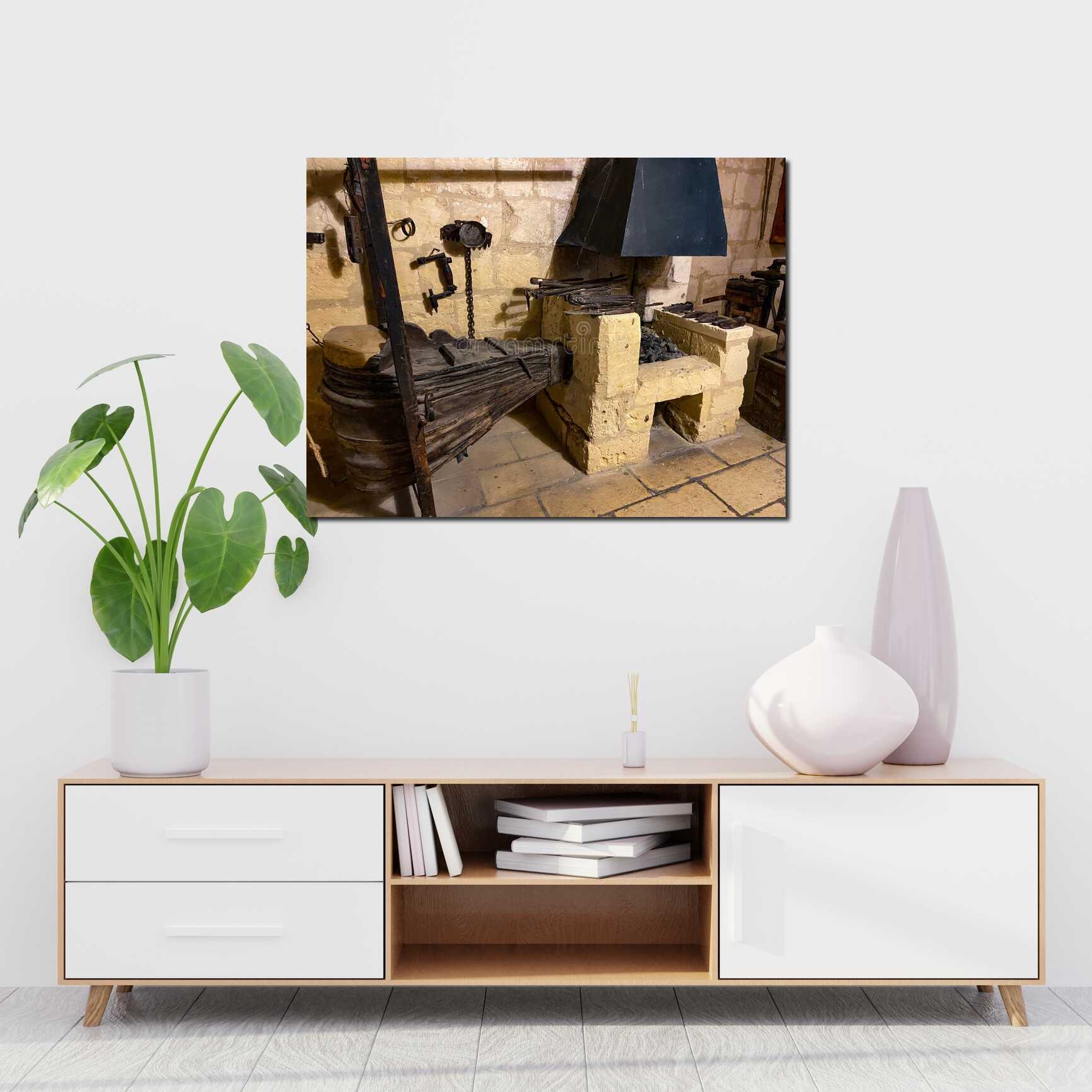 Canvas above sofa for size context