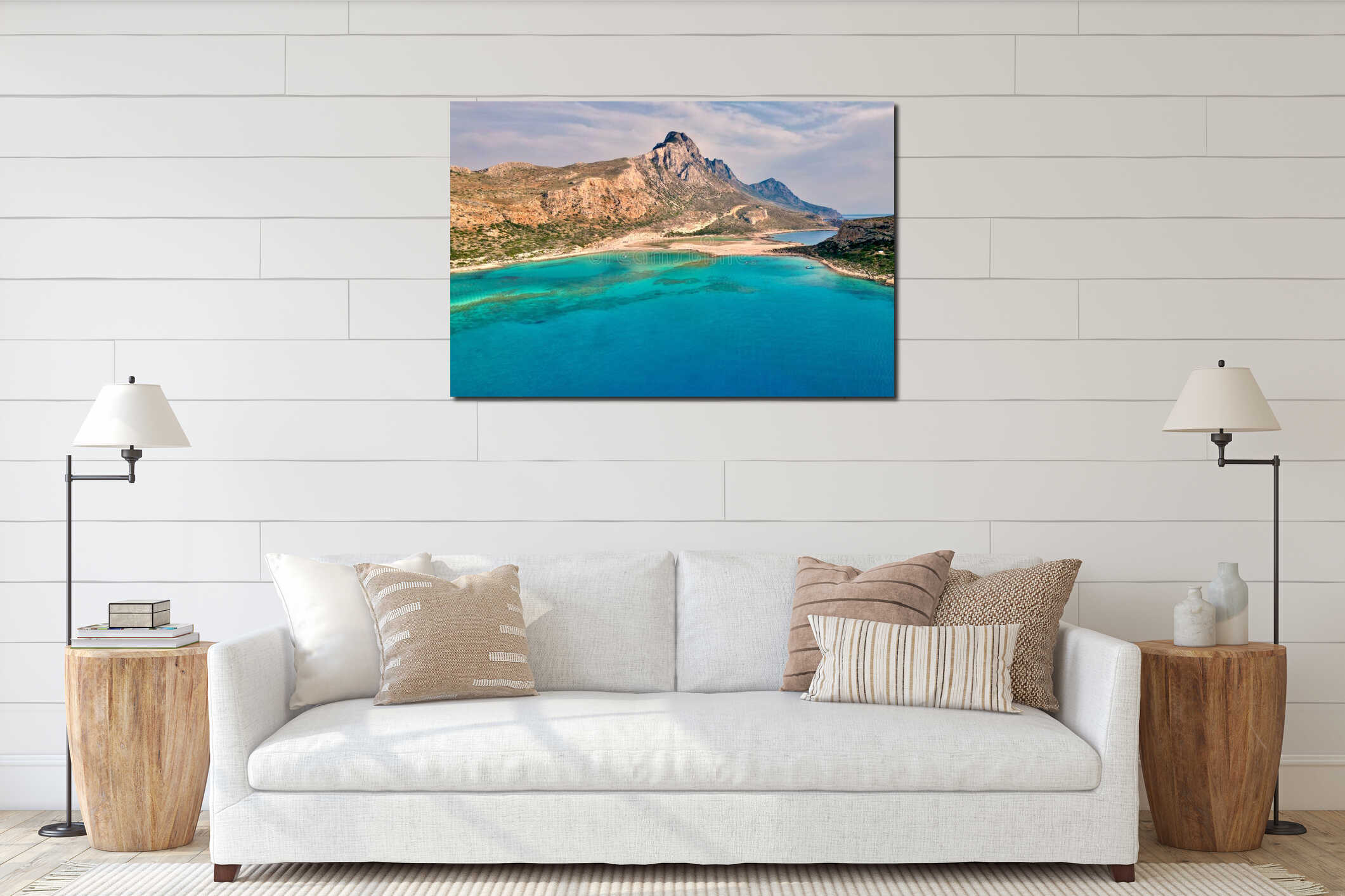 Picturesque Balos Lagoon and mesmerizing sea on the west coast of Crete interior mockup